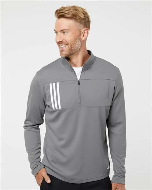 Adidas A482 Pull-over à col quart avec double maille et 3 bandes