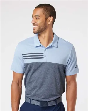 Adidas A508 Polo à rayures 3 bandes avec bloc de couleur chiné