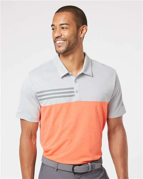 Adidas A508 Polo à rayures 3 bandes avec bloc de couleur chiné