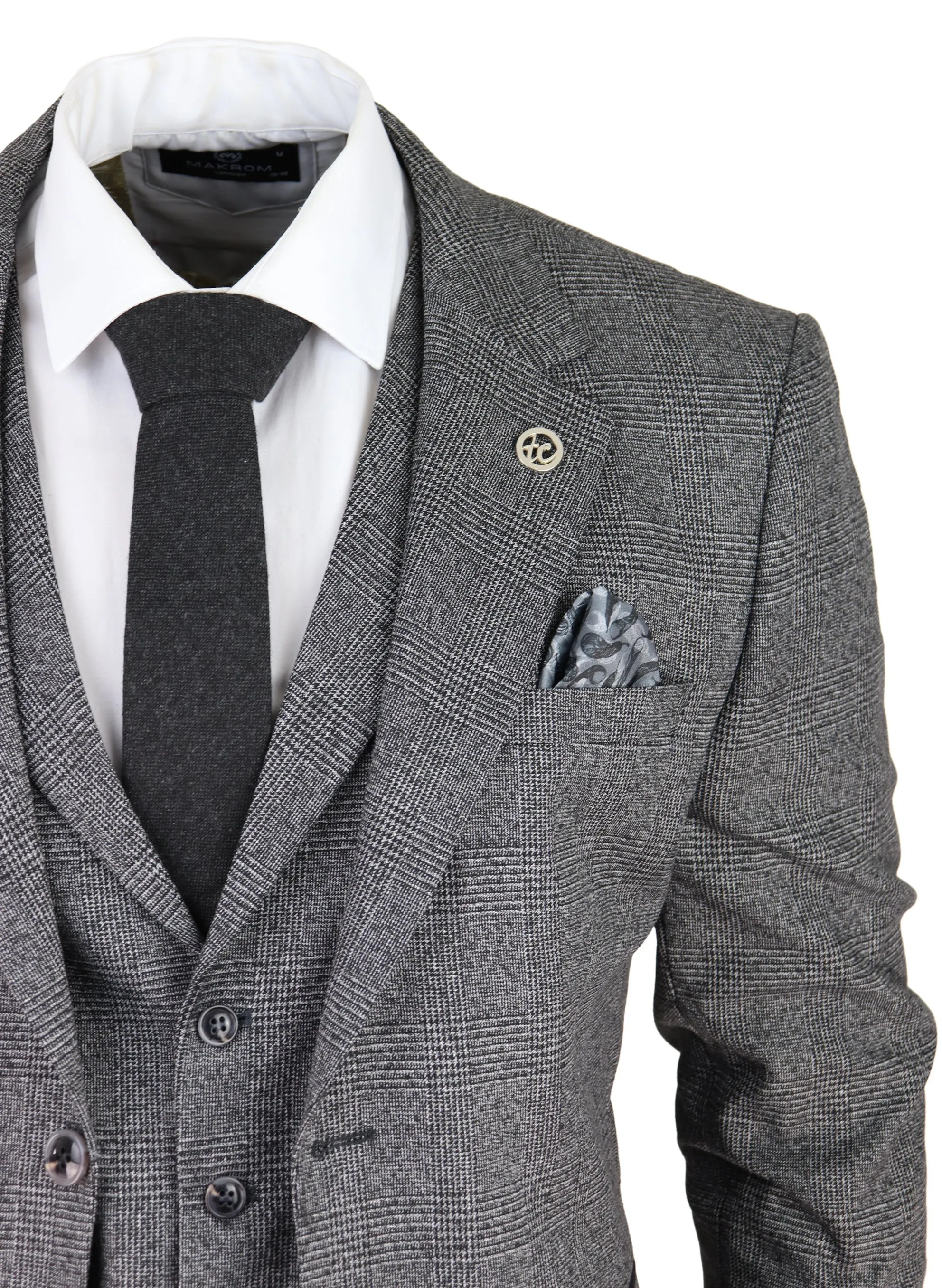 Costume 3 pièces AK-10 en tweed chevron