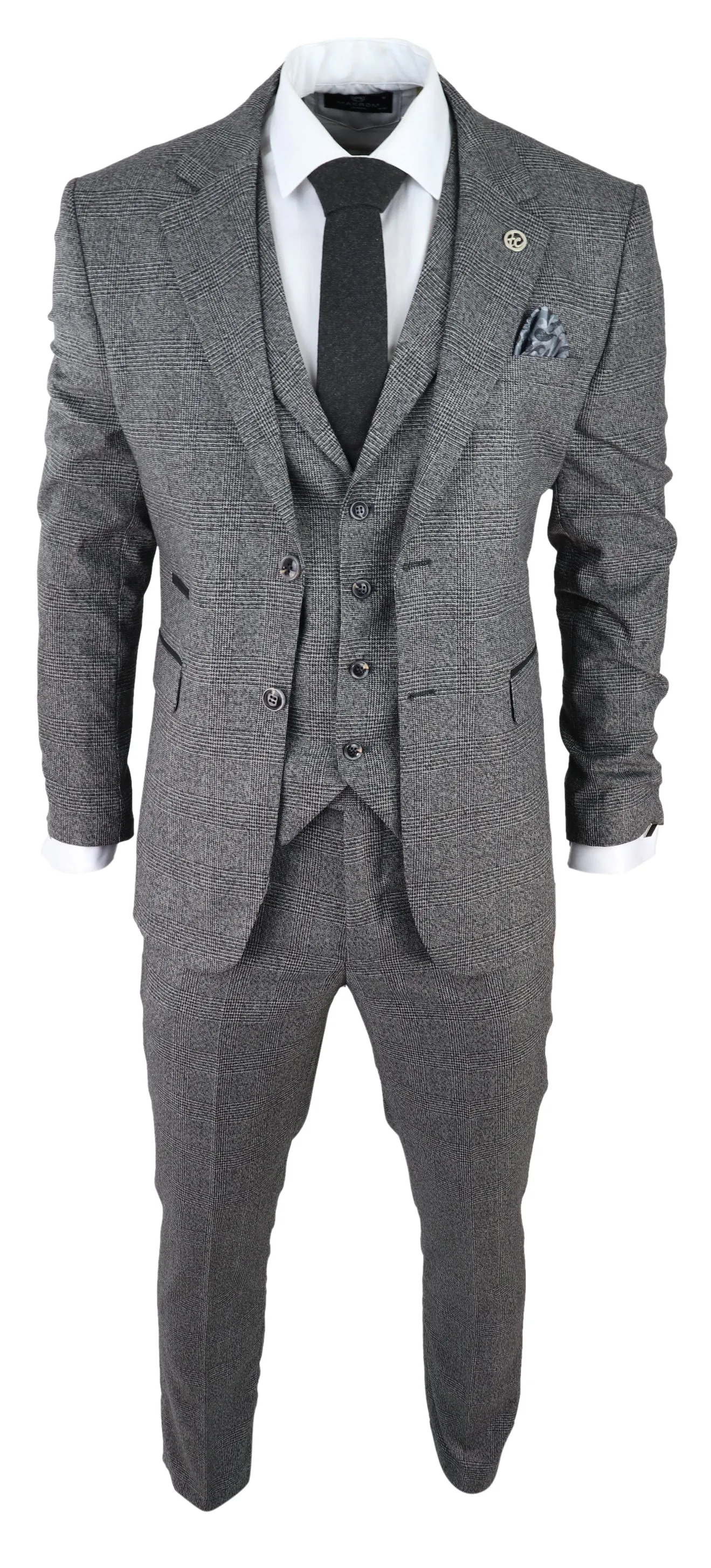 Costume 3 pièces AK-10 en tweed chevron