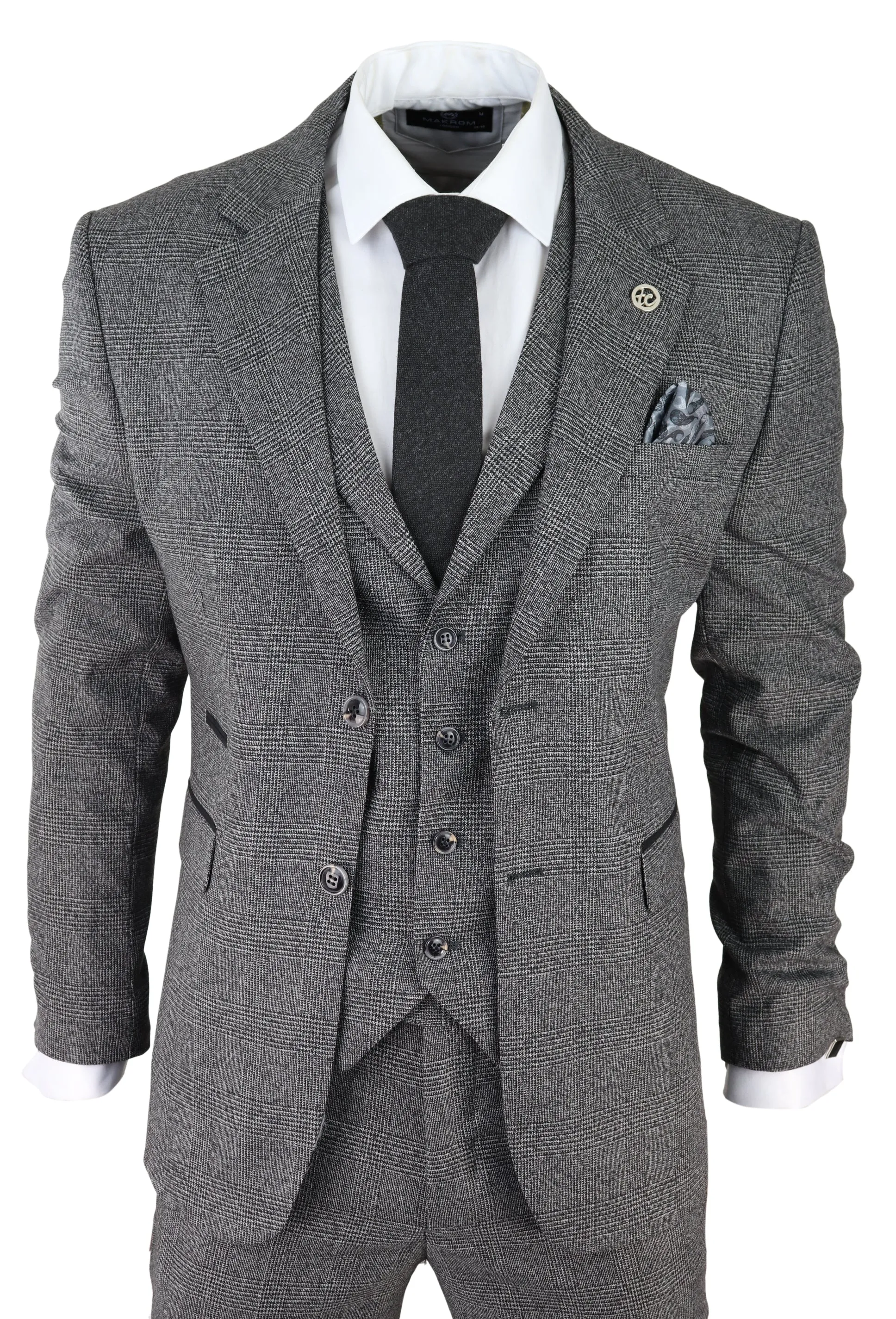 Costume 3 pièces AK-10 en tweed chevron