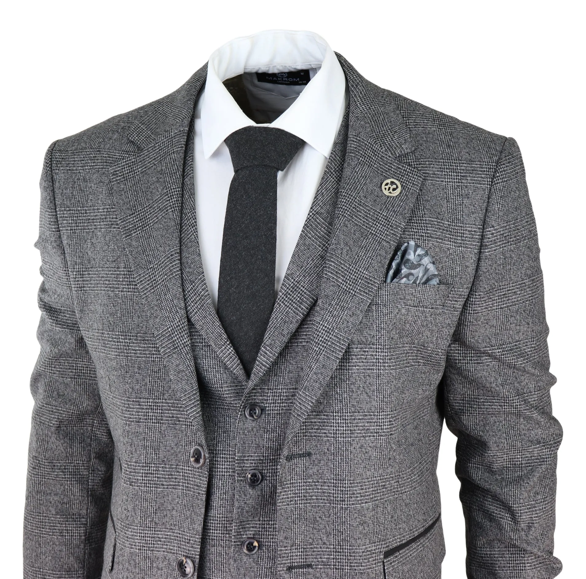 Costume 3 pièces AK-10 en tweed chevron