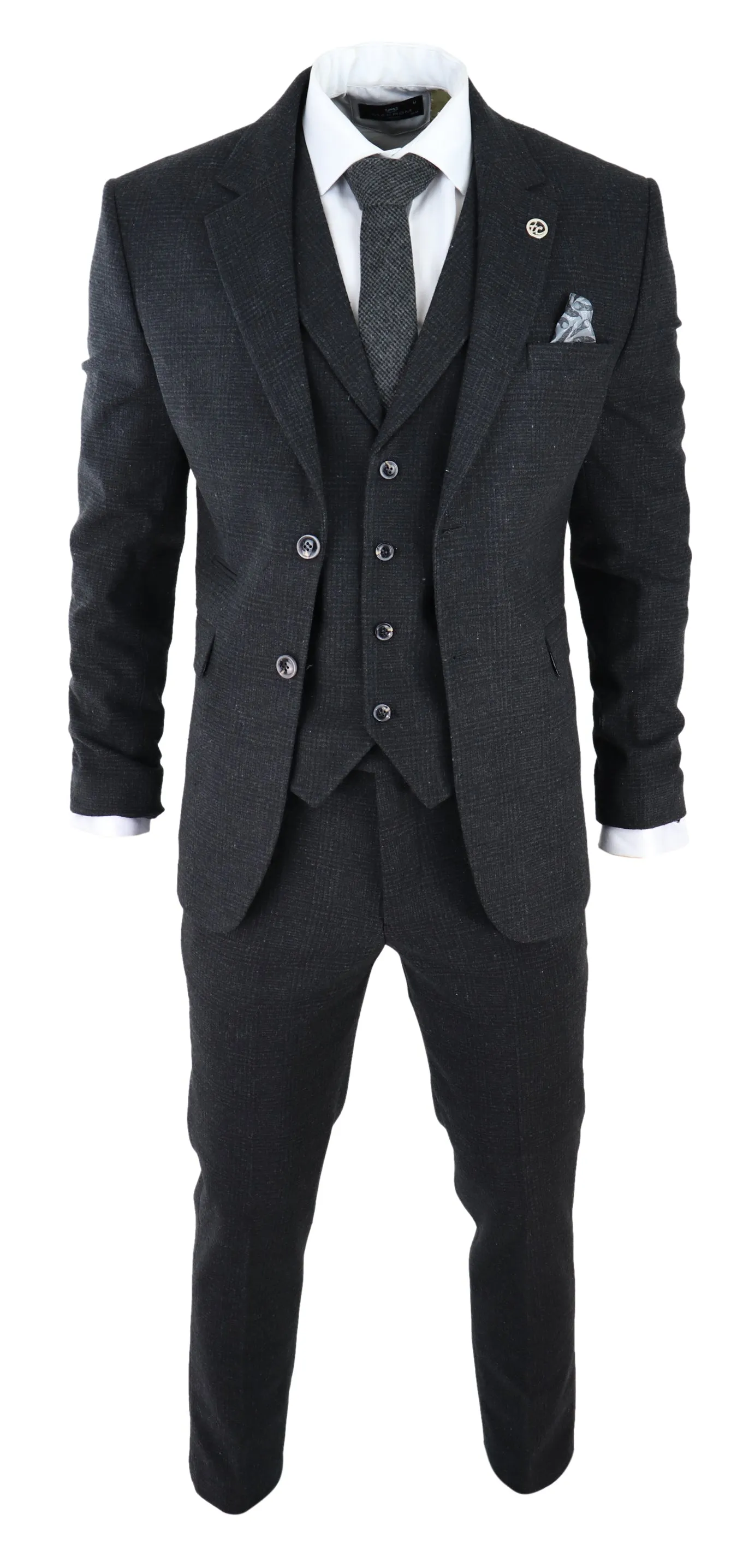 Costume 3 pièces AK-11 en tweed chevron