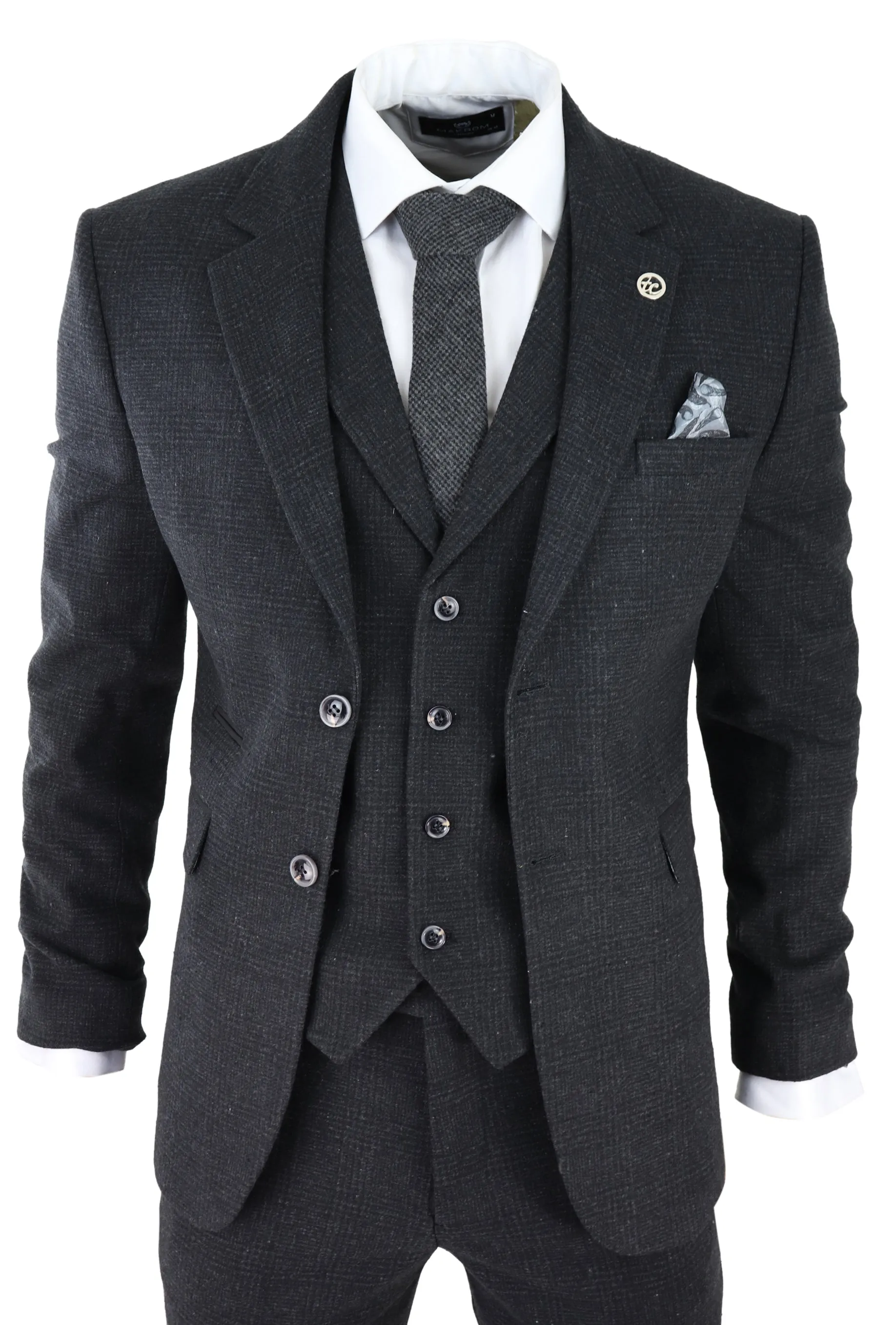 Costume 3 pièces AK-11 en tweed chevron