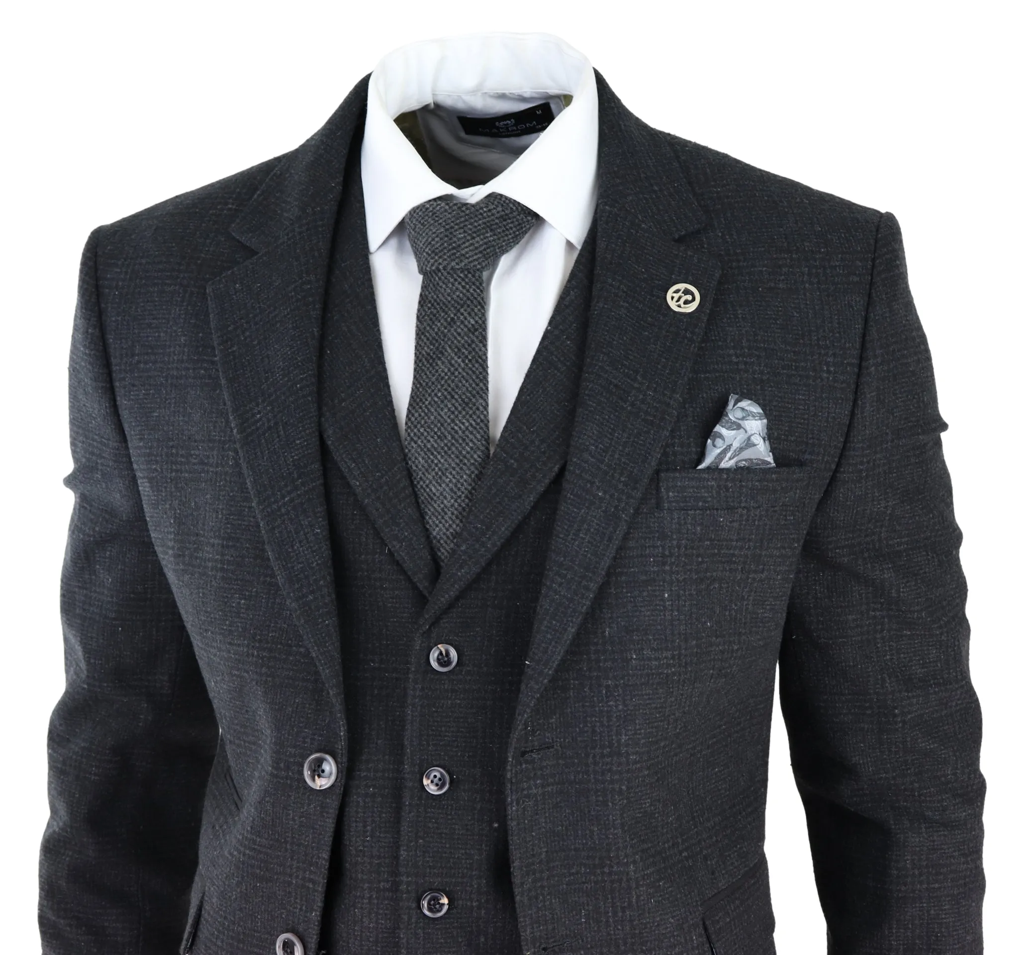 Costume 3 pièces AK-11 en tweed chevron