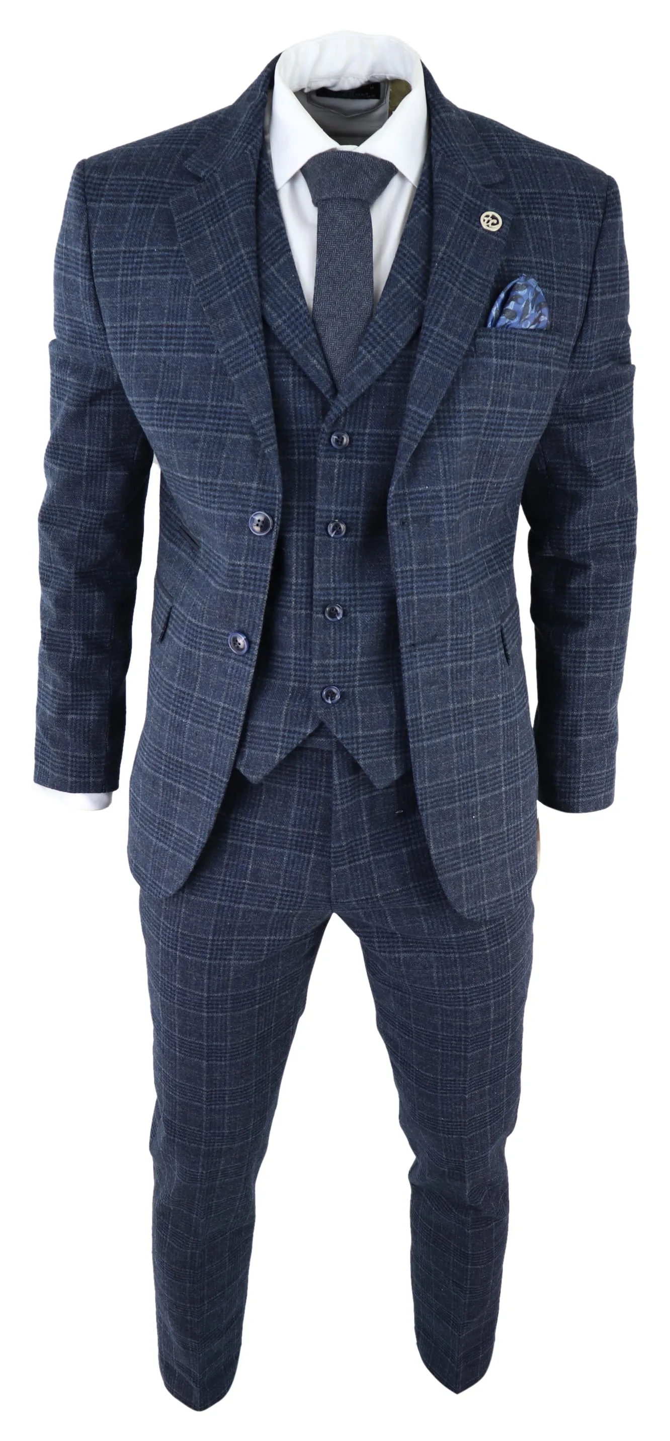 Costume 3 pièces AK-13 en tweed chevron