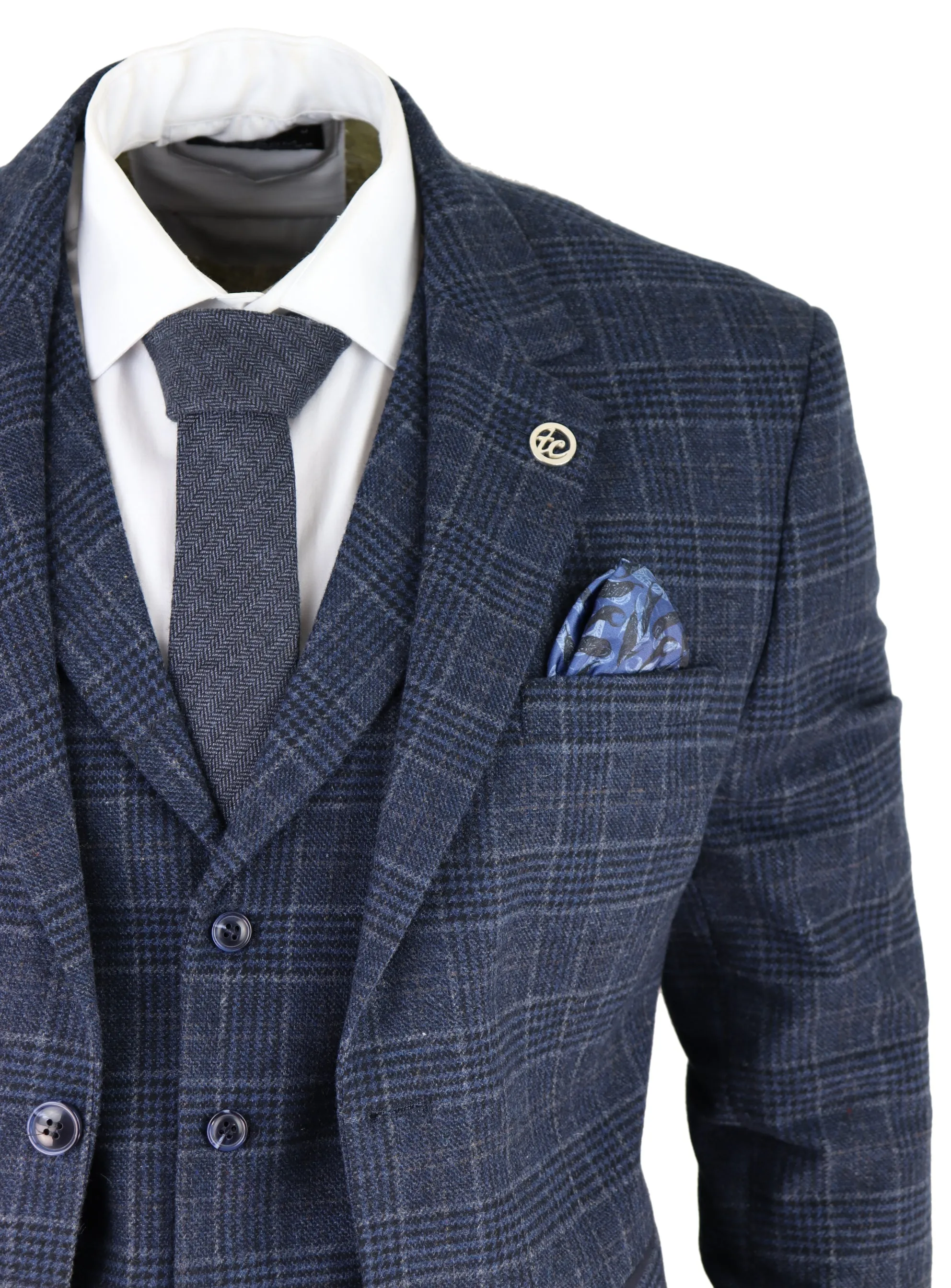 Costume 3 pièces AK-13 en tweed chevron