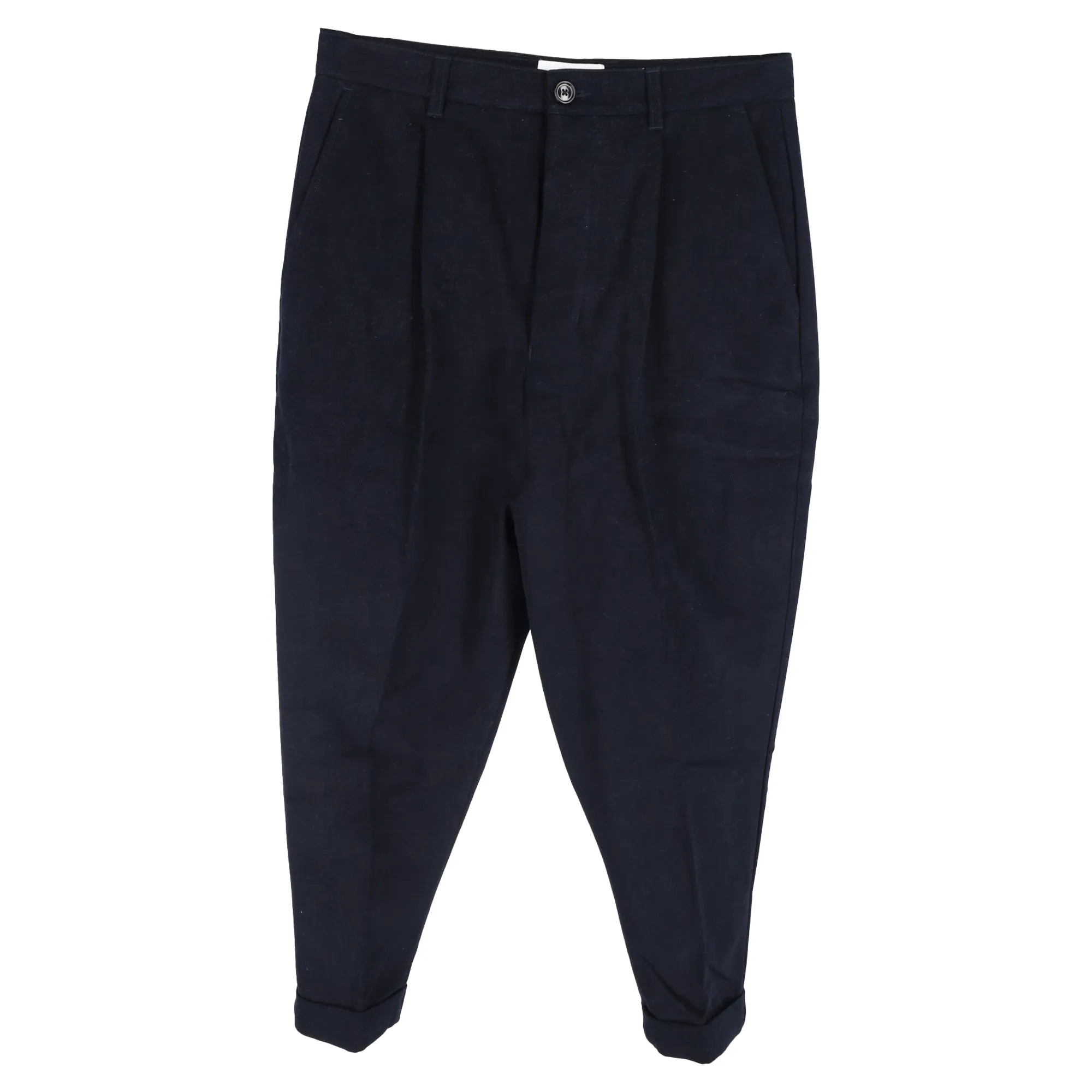 AMI Paris Pantalon Carotte en Coton Bleu Marine