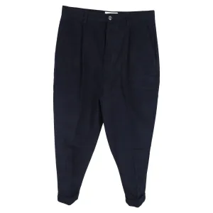 AMI Paris Pantalon Carotte en Coton Bleu Marine