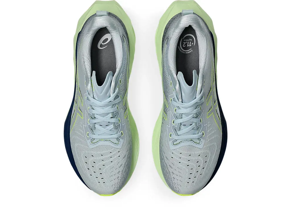 Asics Novablast 4 pour Homme - Gris Frais/Étendue Bleue (1011B693-022) Asics Chaussures de Course