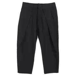 Pantalon droit court drapé Balmain en laine noire