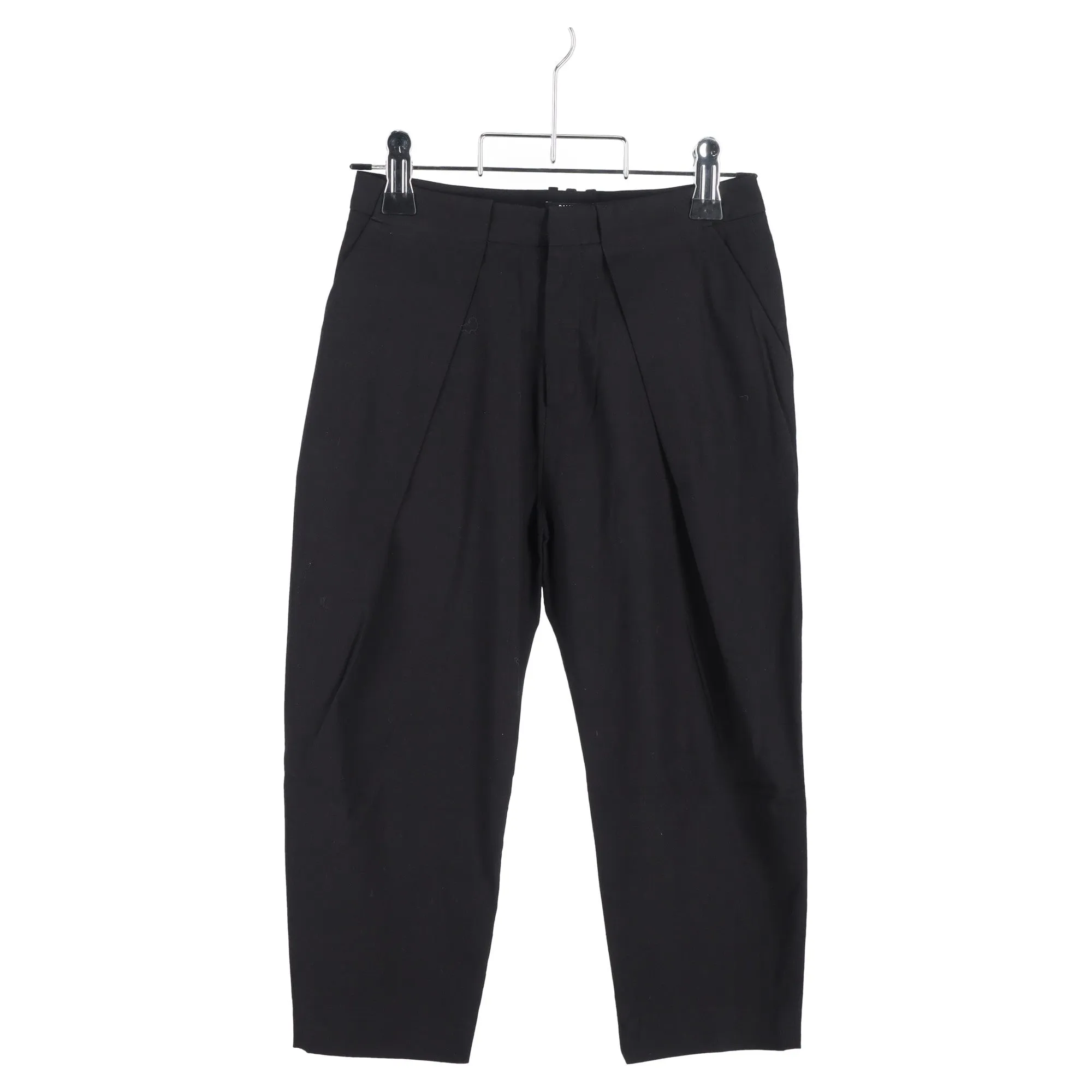 Pantalon droit court drapé Balmain en laine noire