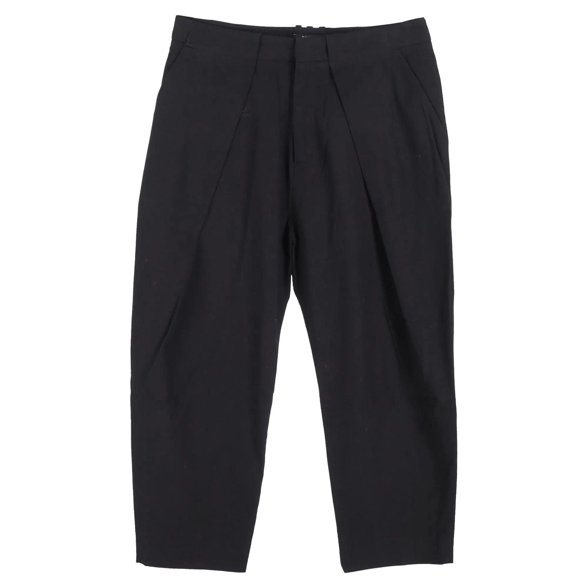 Pantalon droit court drapé Balmain en laine noire