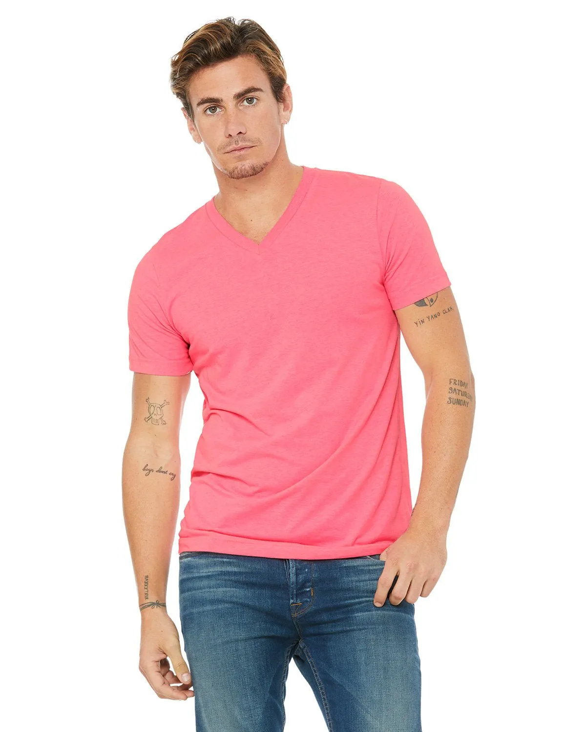 Bella   Canvas 3005 T-shirt col en V unisexe à manches courtes en jersey