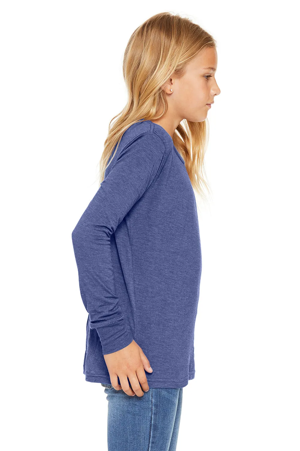 Bella   Canvas T-shirt à manches longues pour jeunes - Vrai bleu royal Triblend