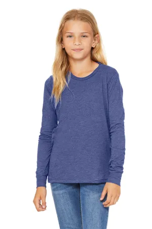 Bella   Canvas T-shirt à manches longues pour jeunes - Vrai bleu royal Triblend