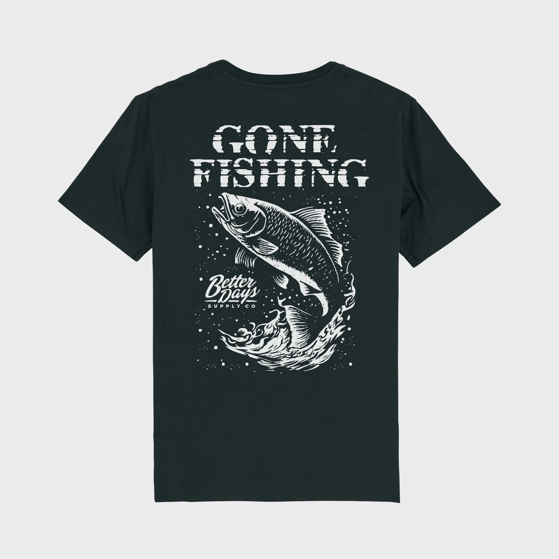 T-Shirt Unisexe Better Days Gone Fishing - Noir