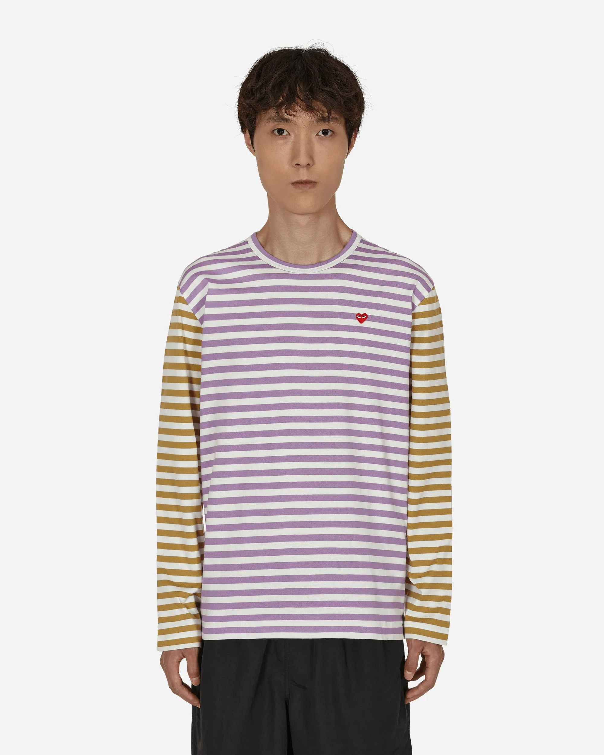 T-shirt manches longues à rayures bicolores violet