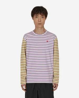 T-shirt manches longues à rayures bicolores violet