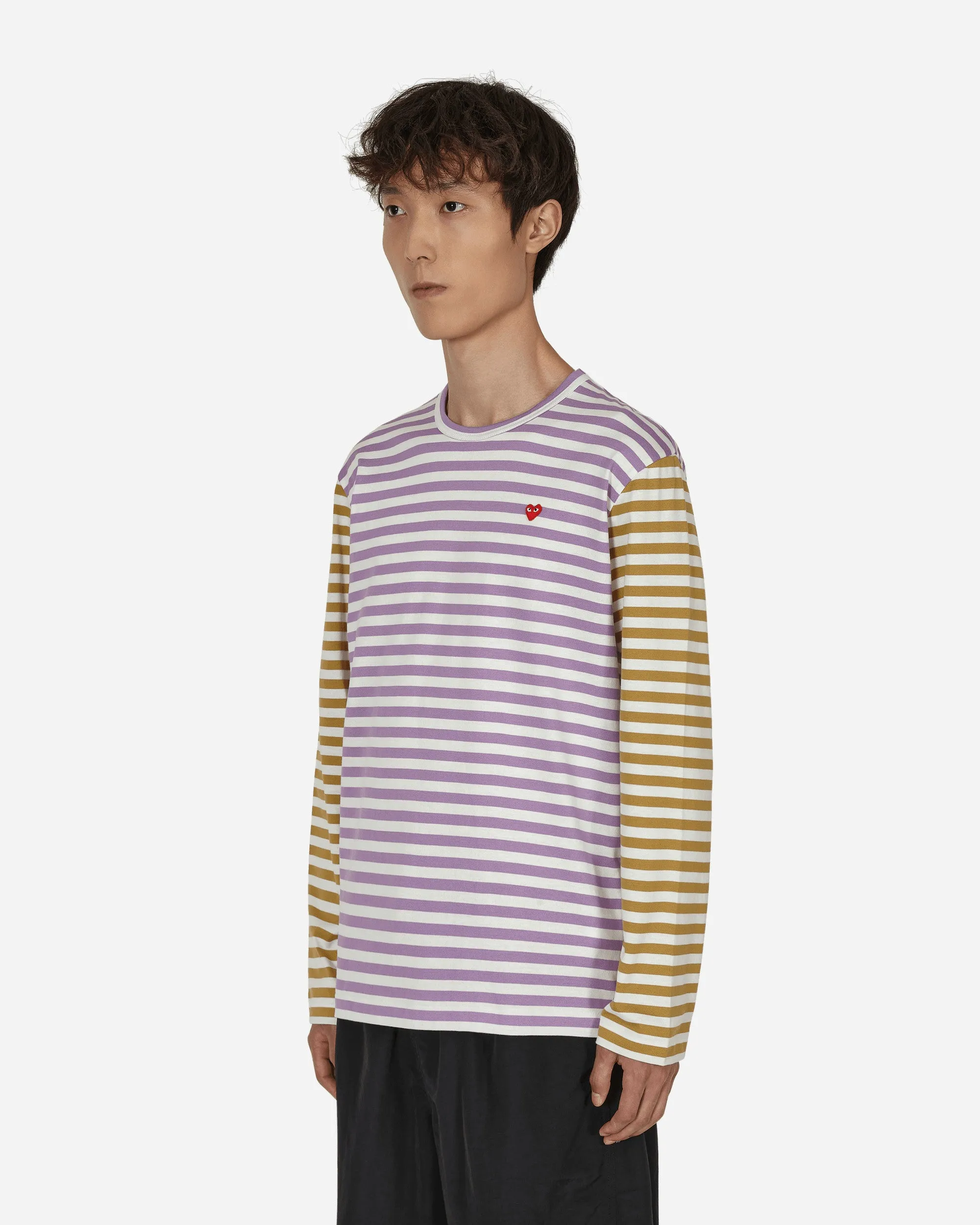 T-shirt manches longues à rayures bicolores violet