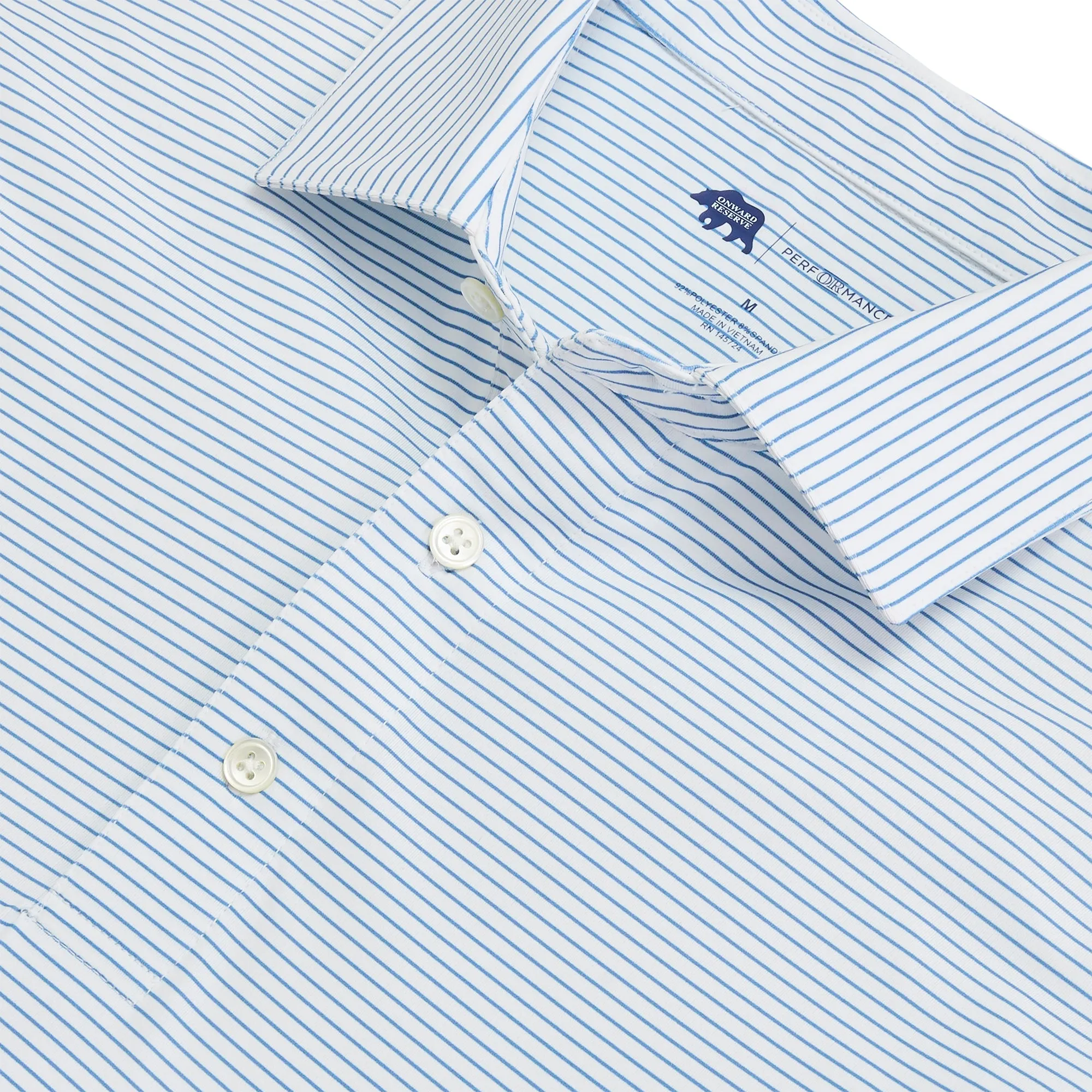 Polo de Performance Birdie Stripe - Bleu Lichen