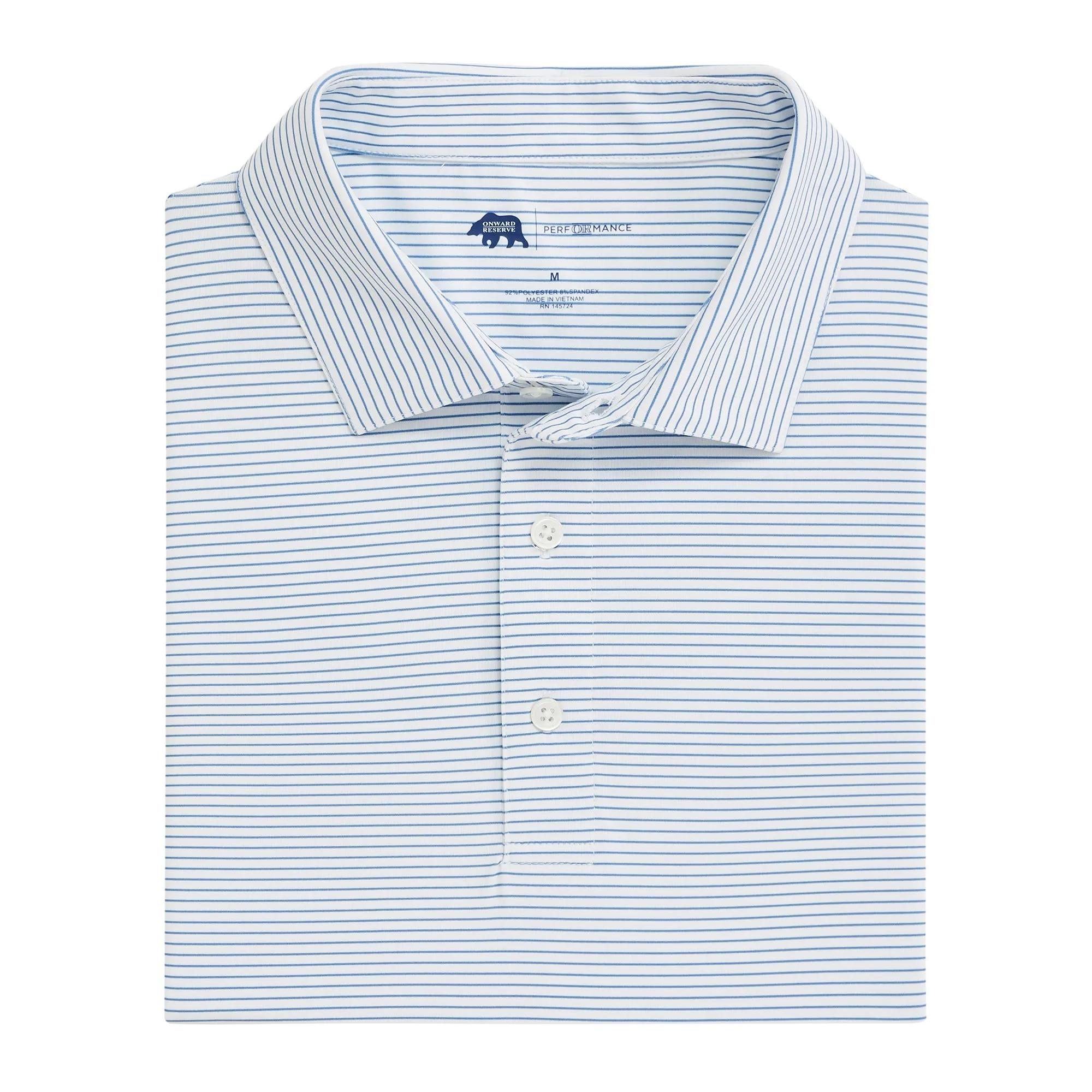 Polo de Performance Birdie Stripe - Bleu Lichen