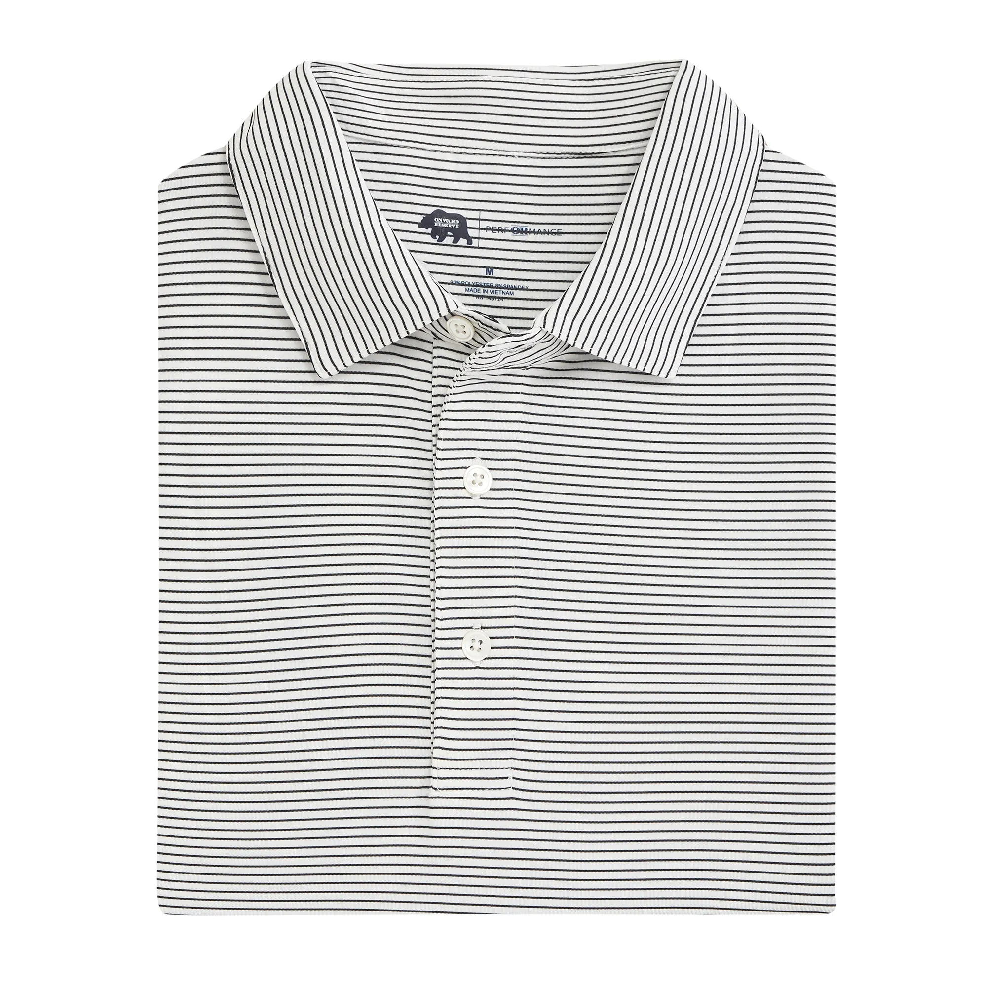 Polo de Performance Birdie Stripe - Blanc/Noir