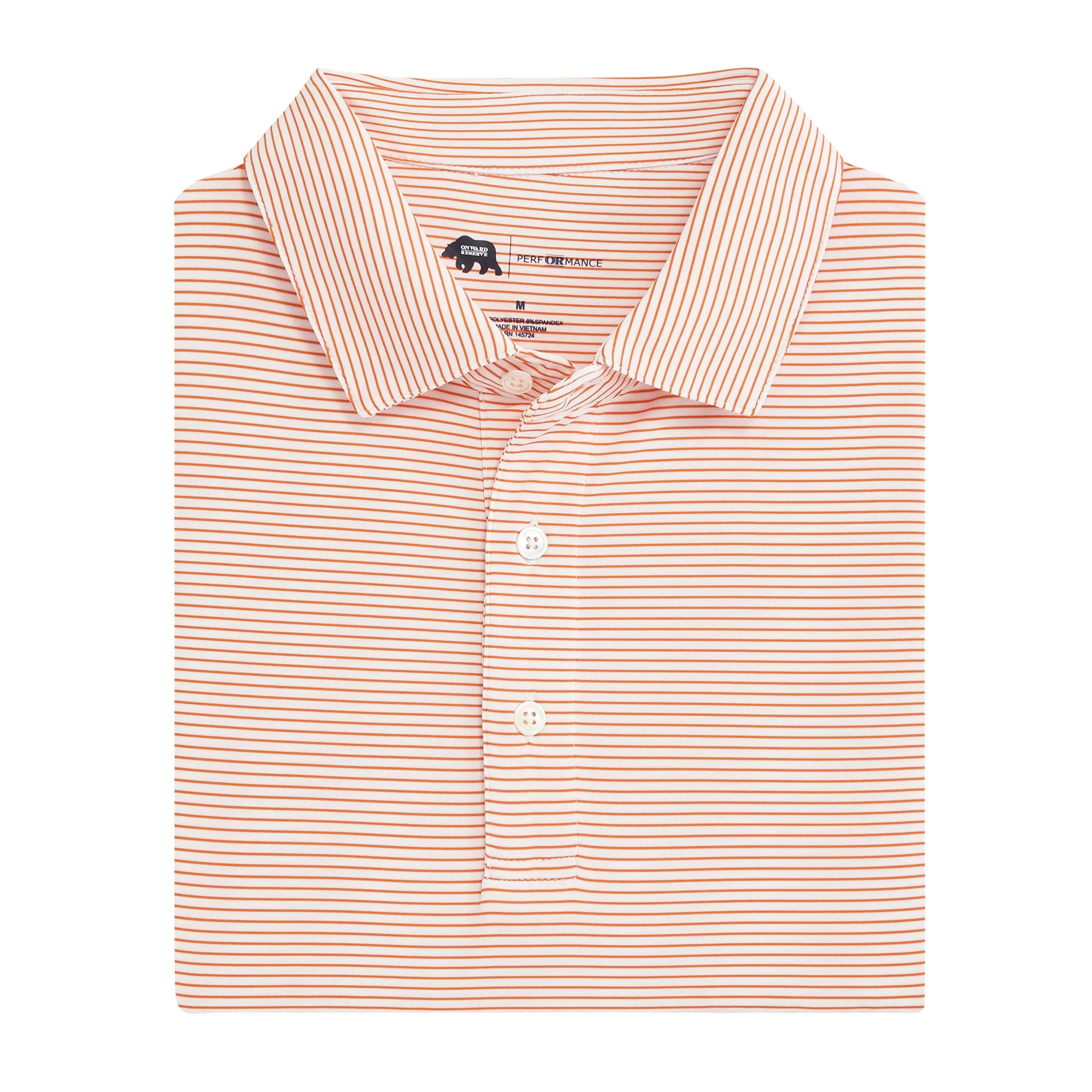 Polo de Performance Birdie Stripe - Blanc/Orange