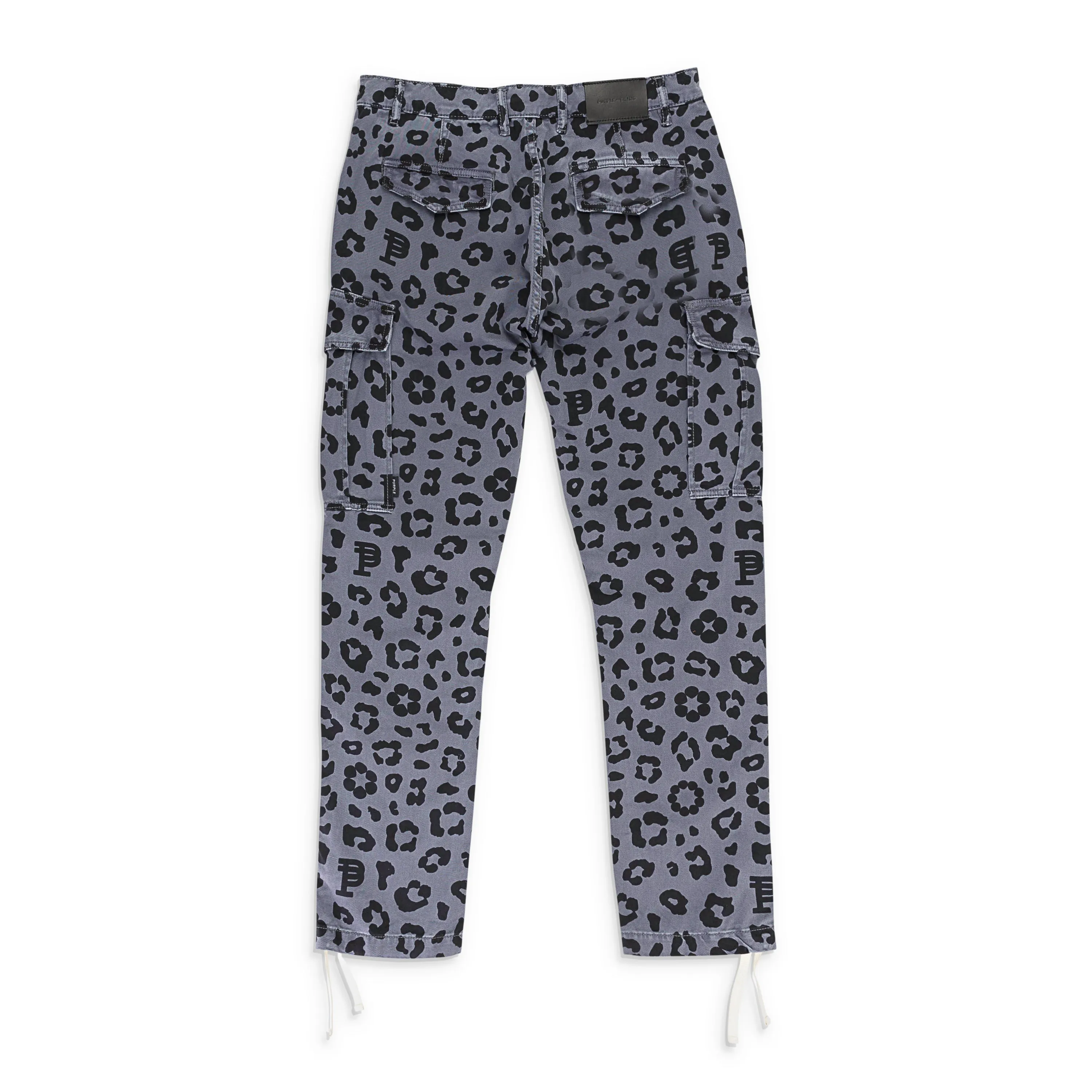 PANTALON CARGO NOIR À IMPRIMÉ LÉOPARD MONOGRAMME NOIR