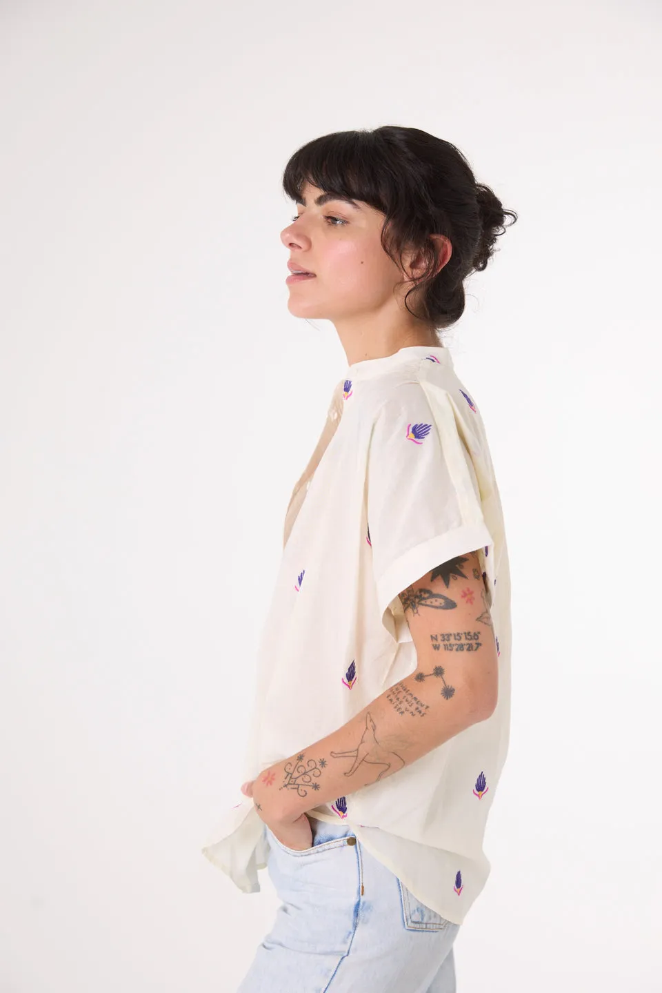 Blouse Brodée Maya Maya Fleur Multicolore