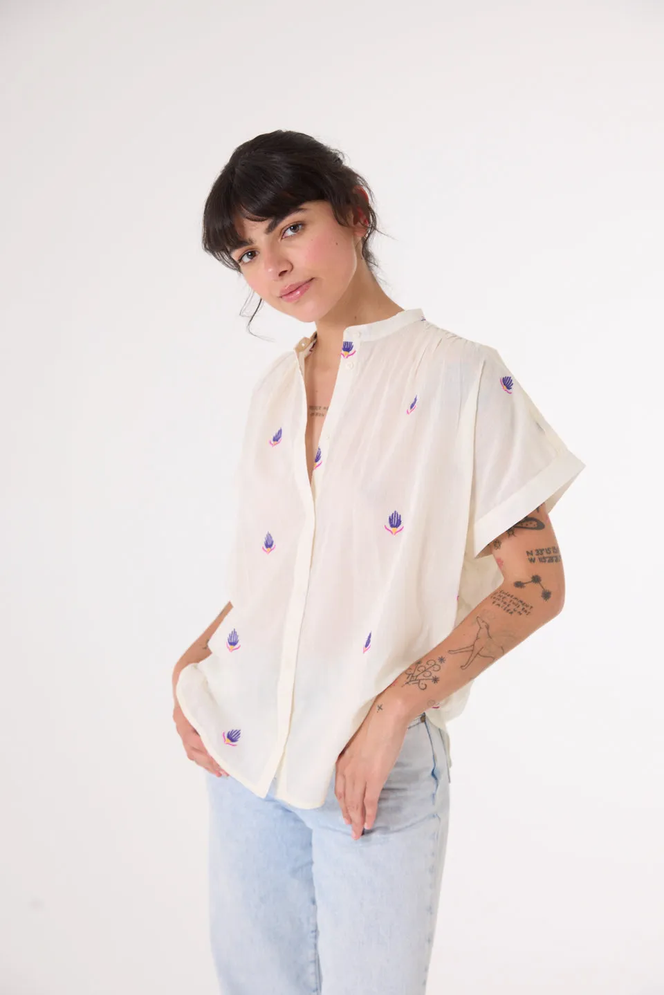 Blouse Brodée Maya Maya Fleur Multicolore