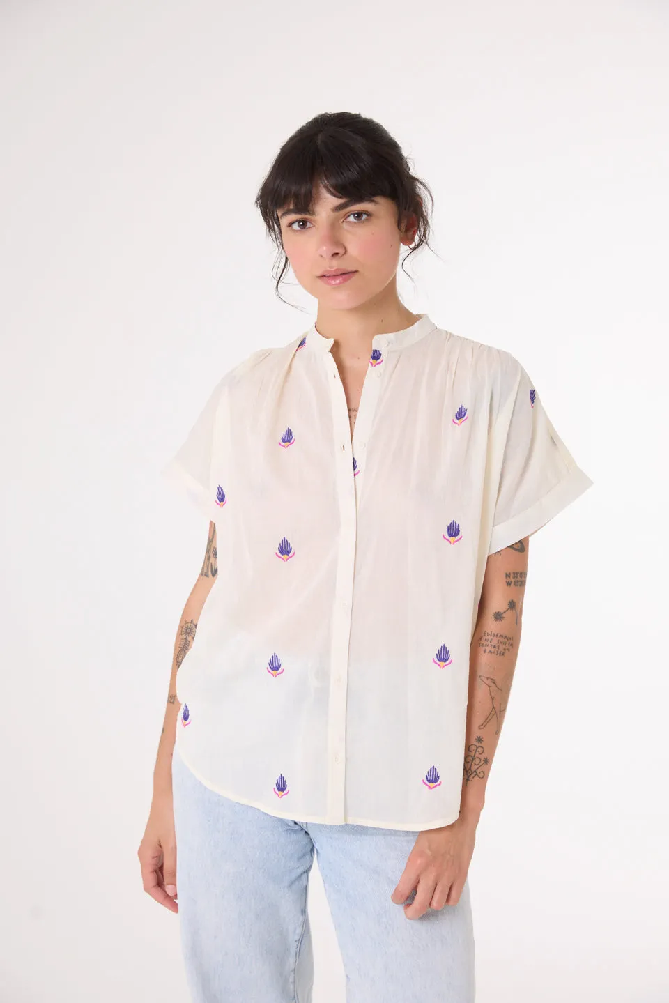 Blouse Brodée Maya Maya Fleur Multicolore