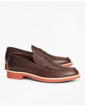 Brooks Brothers Mocassins Penny en Cuir Texturé Marron Brooks Brothers