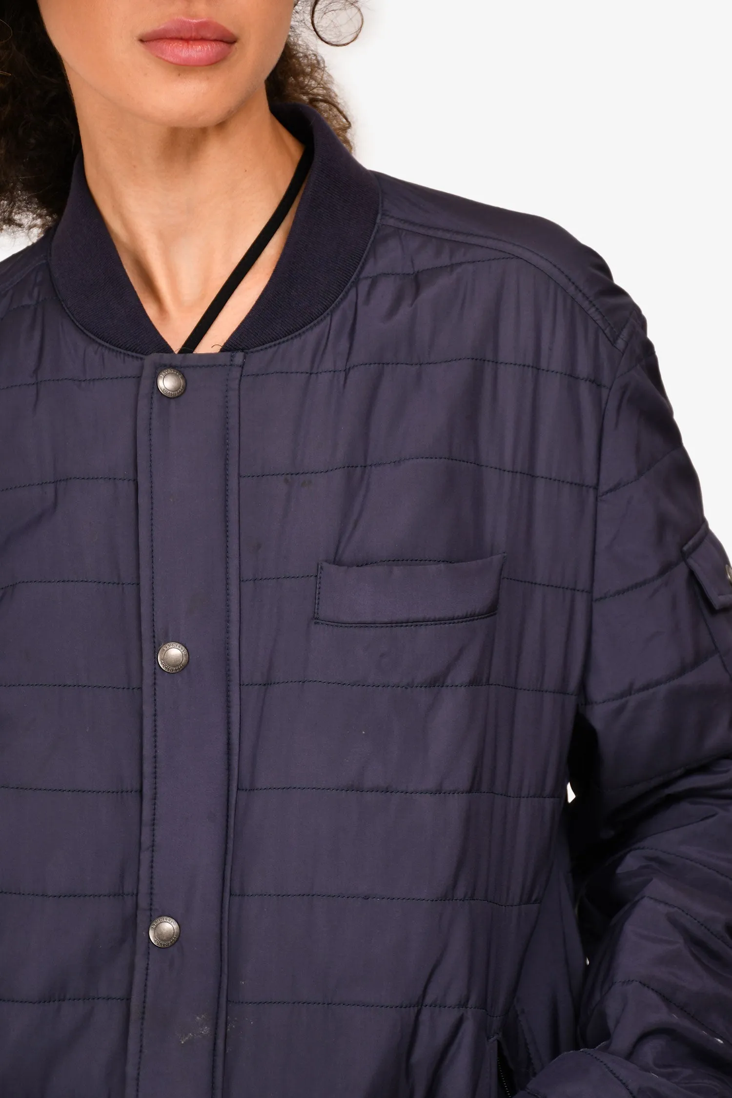 Brunello Cucinelli Veste Bomber Matelassée Bleue Taille XL Homme