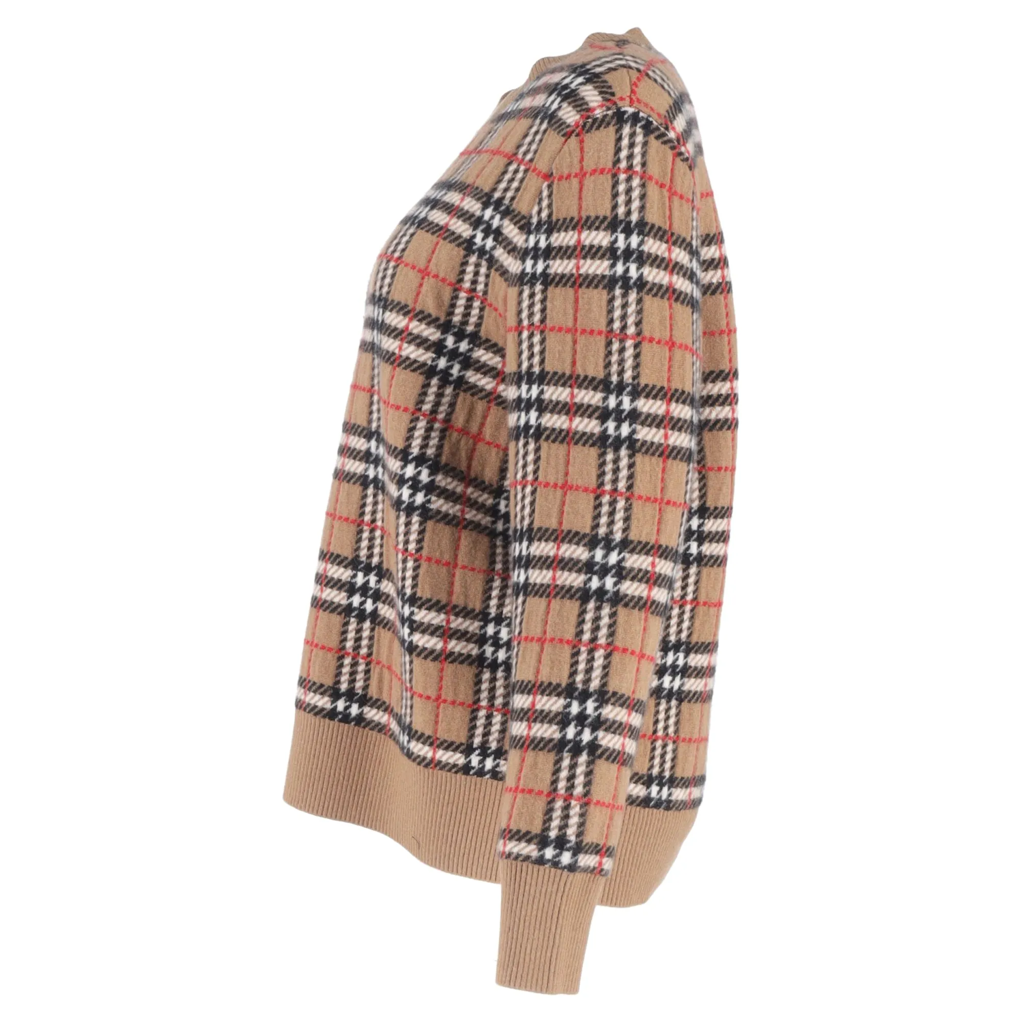 Pull en laine marron à motifs carreaux Burberry