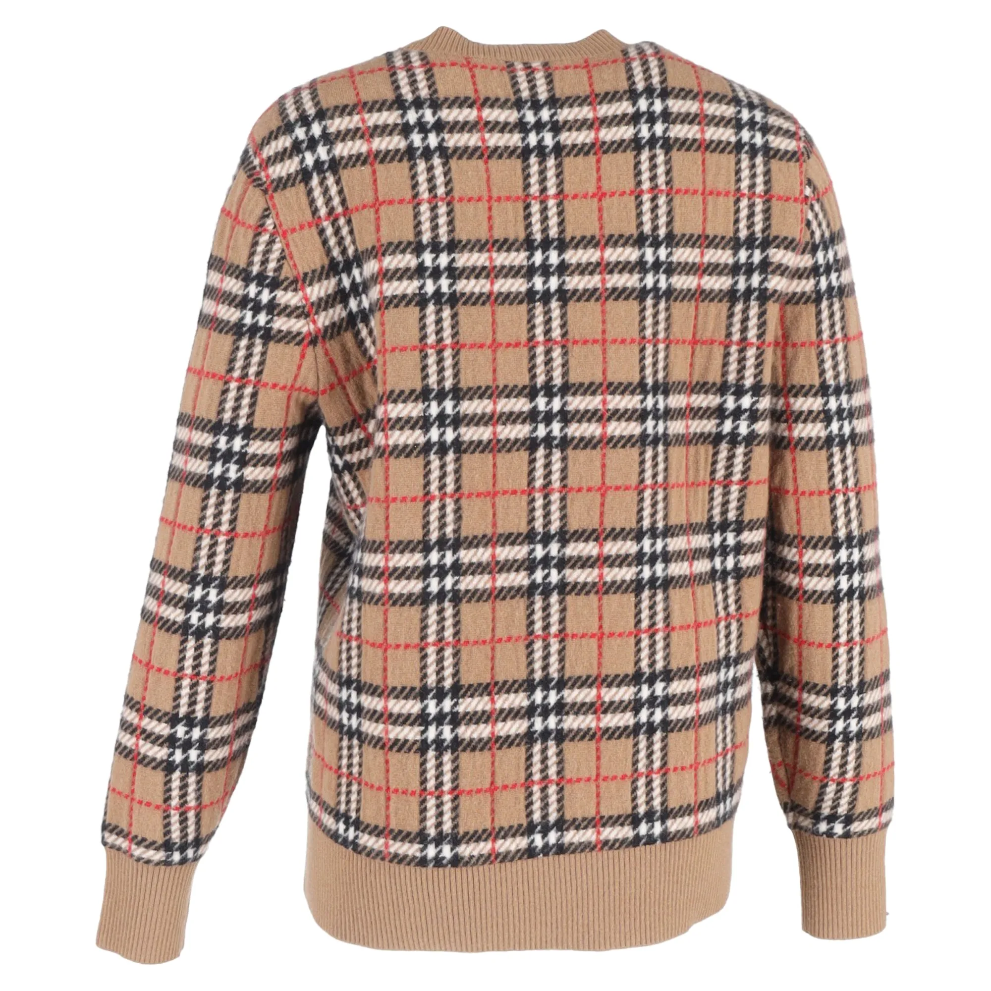 Pull en laine marron à motifs carreaux Burberry