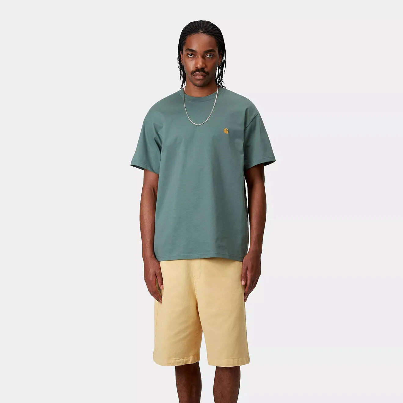 Carhartt WIP T-Shirt Chase Printemps/Été Vert Pin Argenté / Or