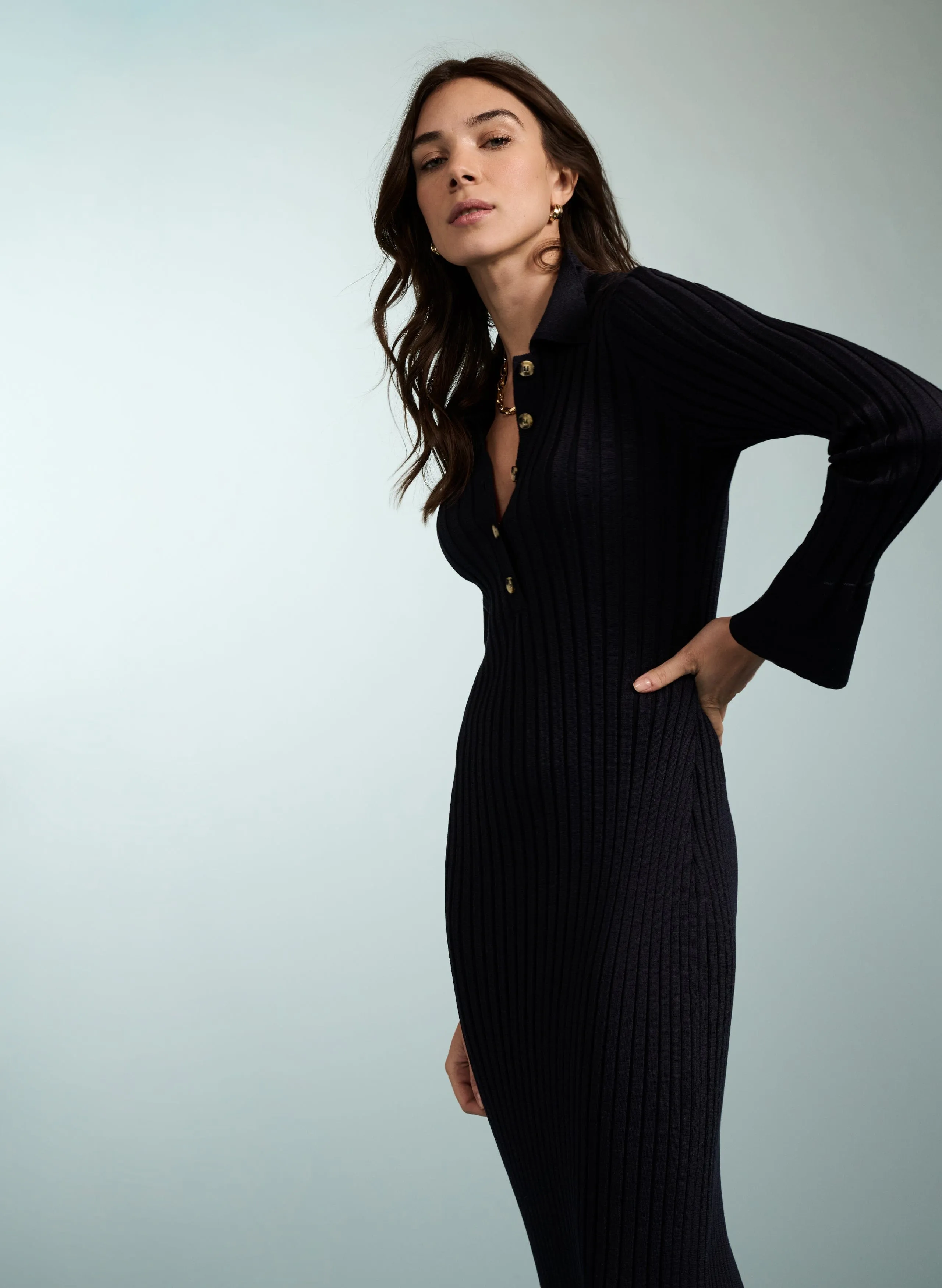 Robe Cece en polyester recyclé et TENCEL™ | Marine