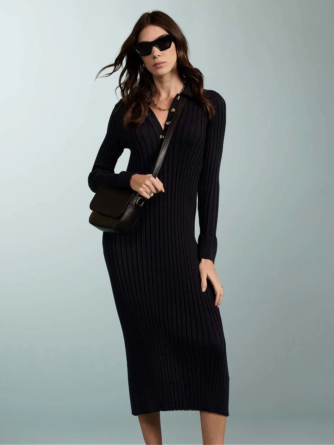 Robe Cece en polyester recyclé et TENCEL™ | Marine