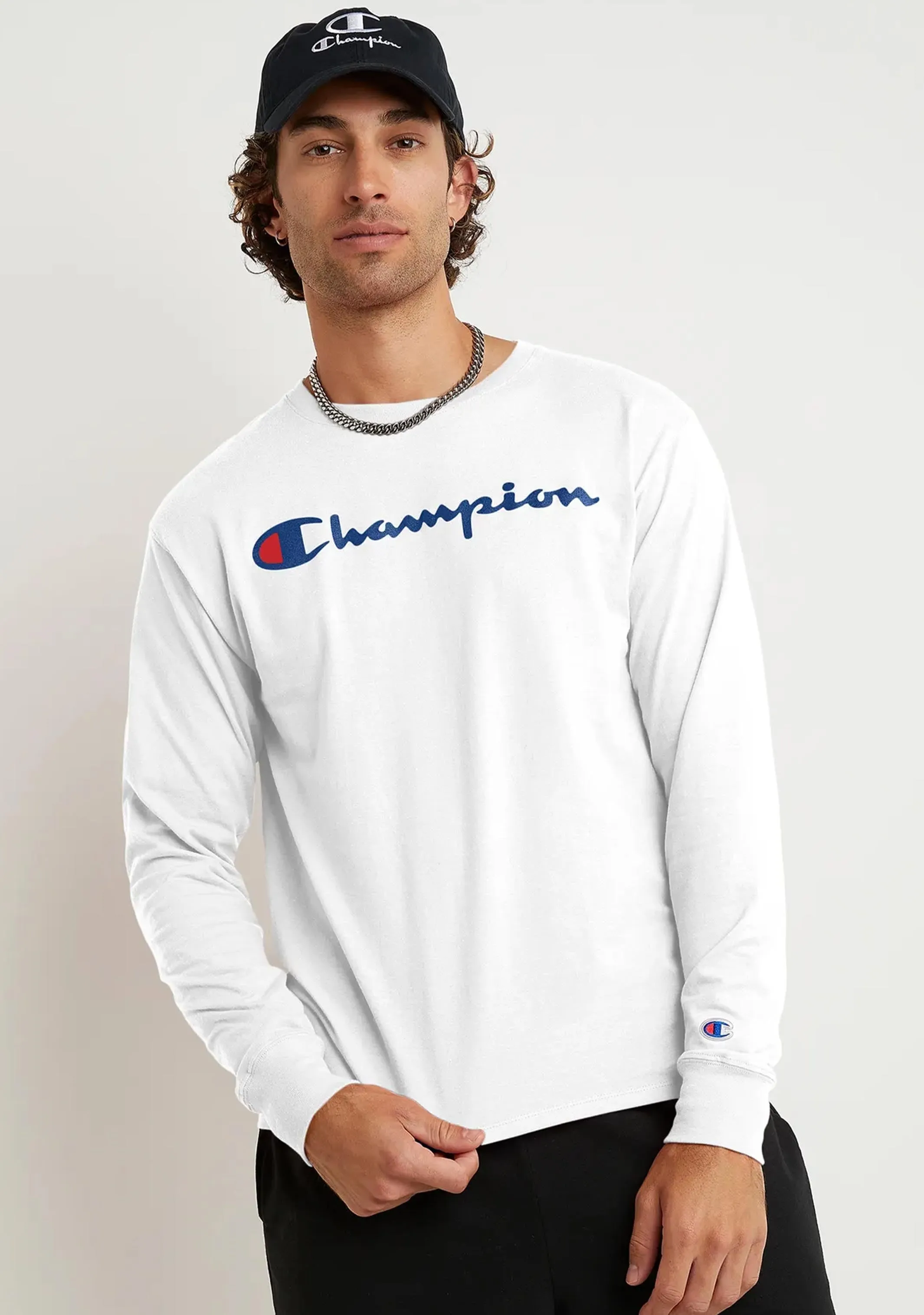T-shirt manches longues Champion Script Blanc