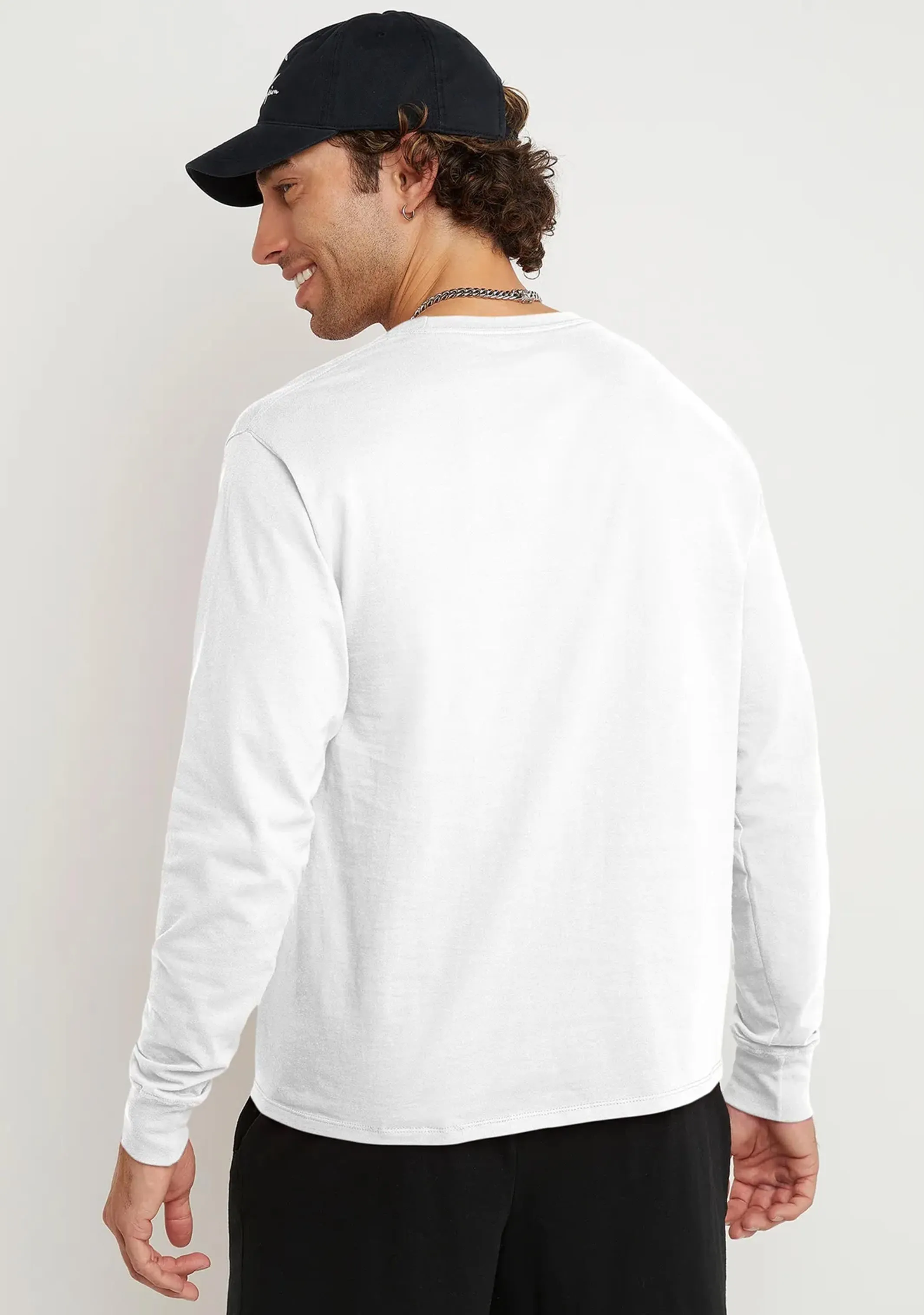 T-shirt manches longues Champion Script Blanc