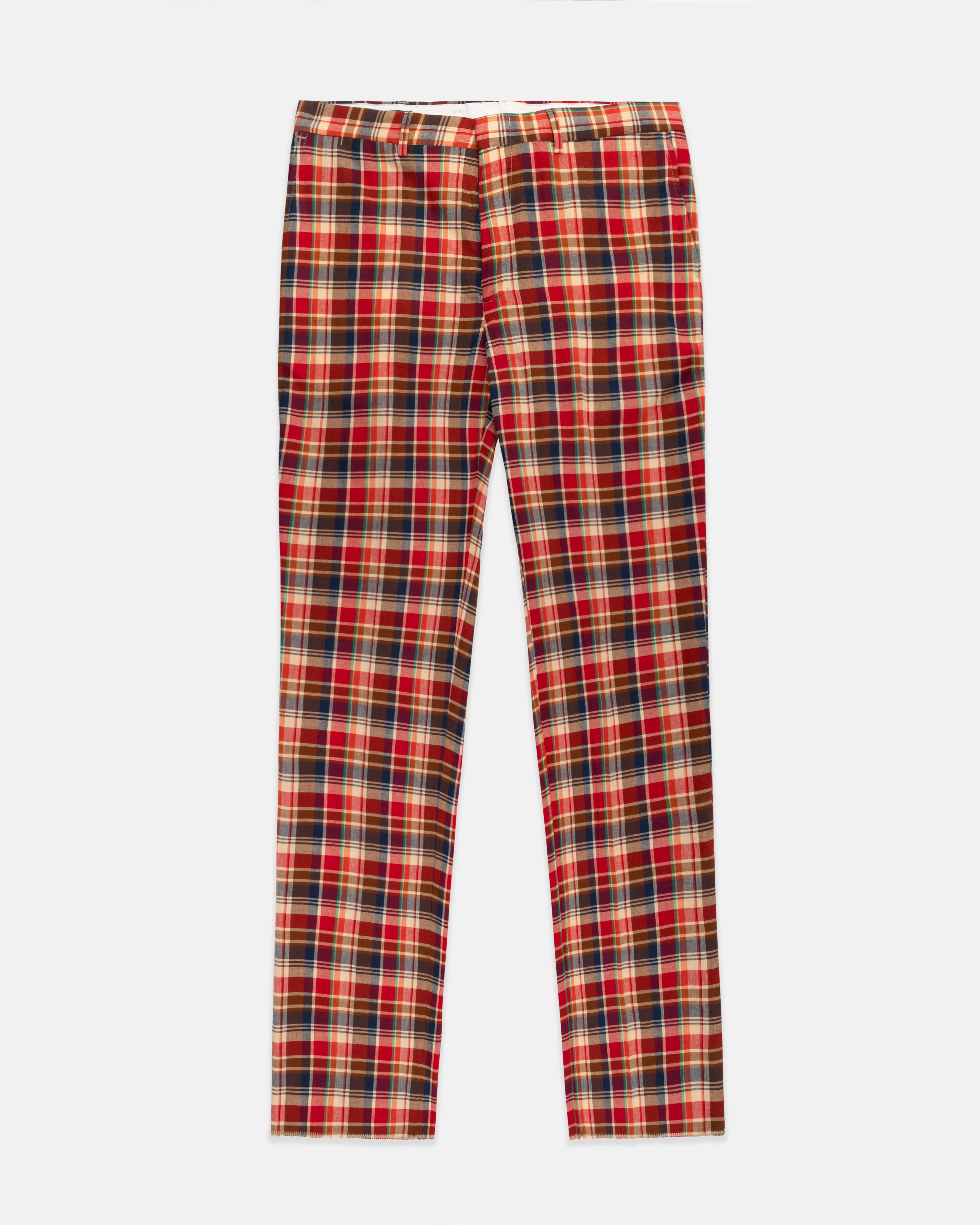 PANTALON CLASSIQUE MADRAS - BLEU MARINE/ROUGE/JAUNE