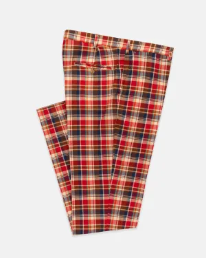 PANTALON CLASSIQUE MADRAS - BLEU MARINE/ROUGE/JAUNE