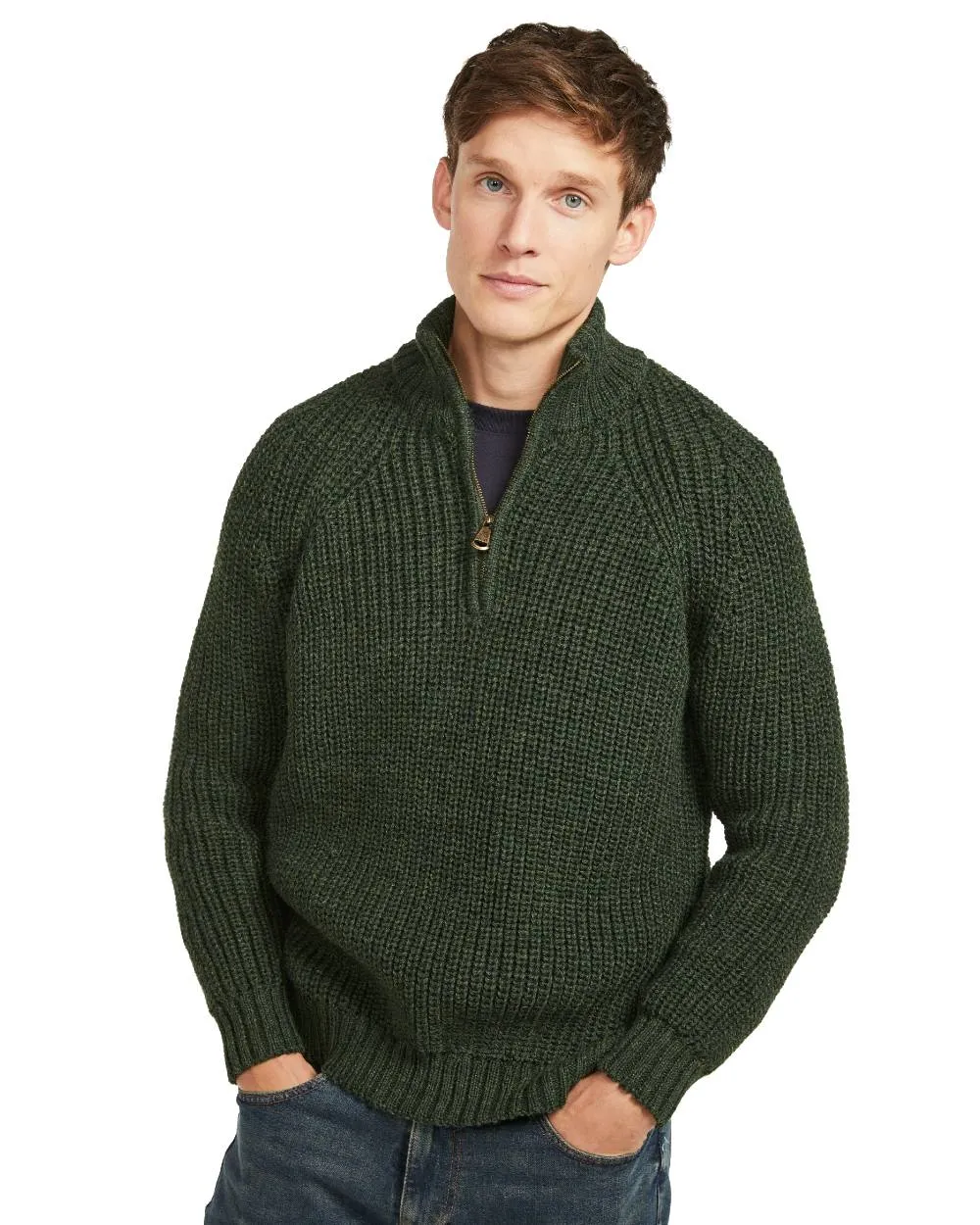 Vêtements Aran Woollen Mills Pull à col roulé pêcheur Aran pour homme avec fermeture éclair