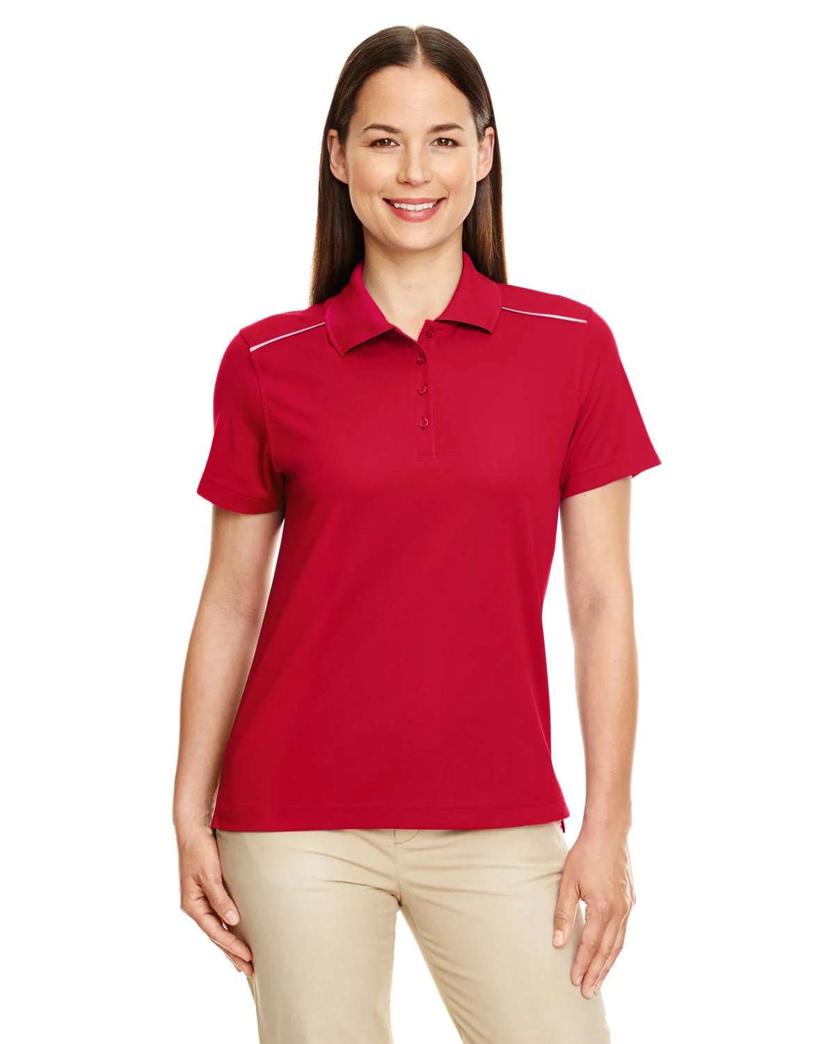 Core 365 78181R Polo Piqué Femme à Performance Radiante avec Passepoil Réfléchissant