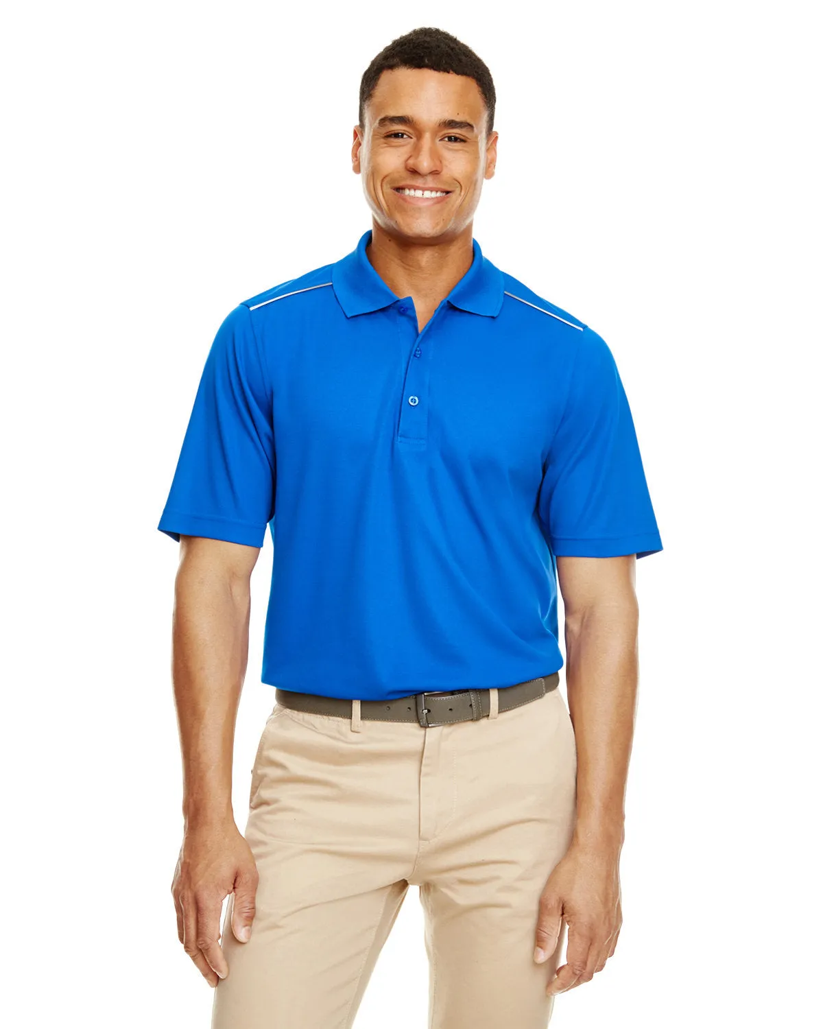 Core 365 88181R Polo Piqué à Performance Radiante pour Hommes avec Passepoil Réfléchissant