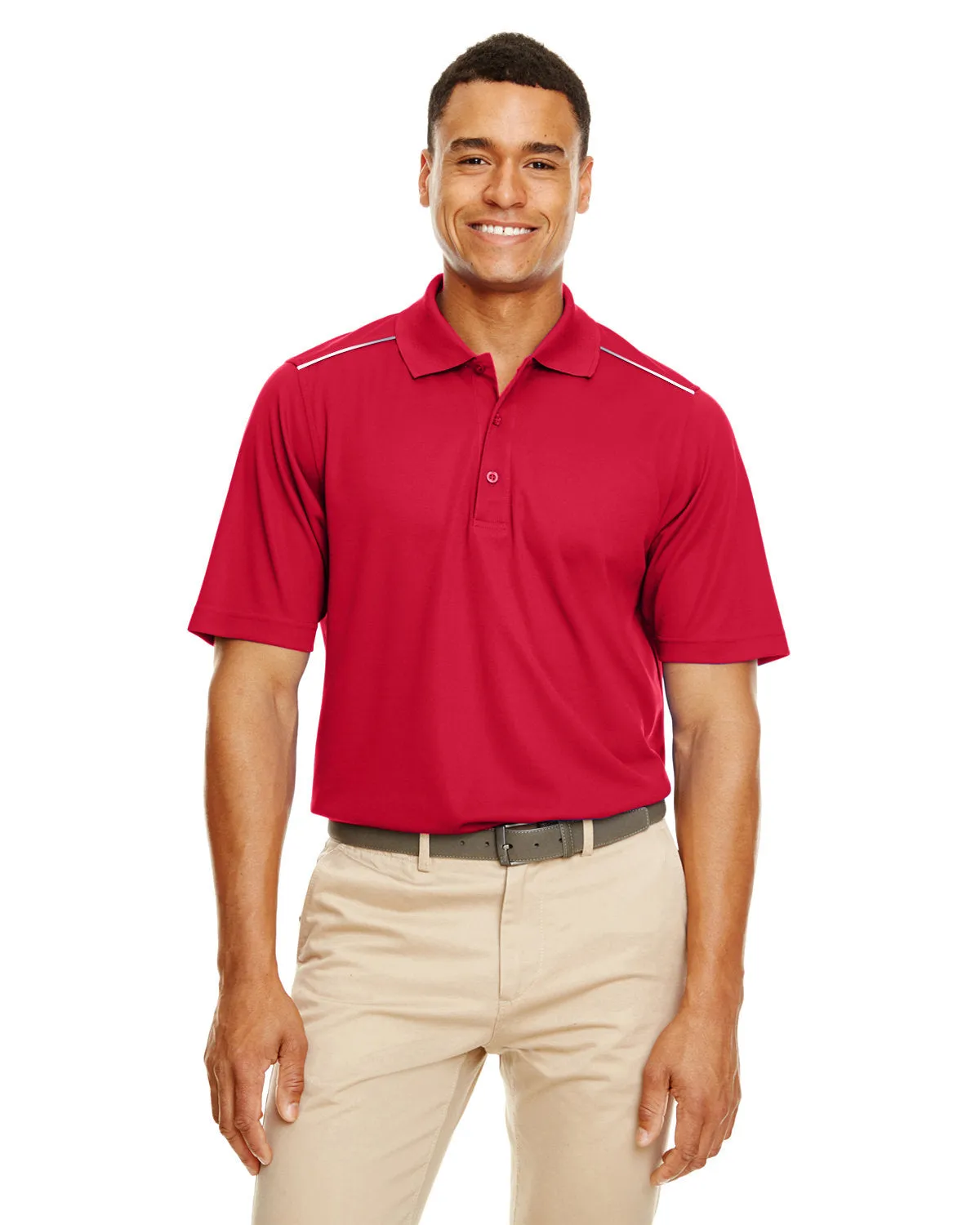 Core 365 88181R Polo Piqué à Performance Radiante pour Hommes avec Passepoil Réfléchissant