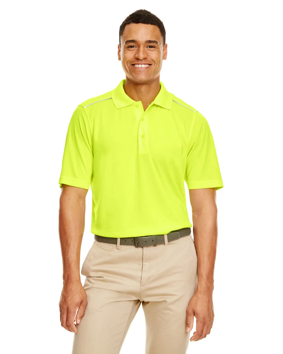Core 365 88181R Polo Piqué à Performance Radiante pour Hommes avec Passepoil Réfléchissant