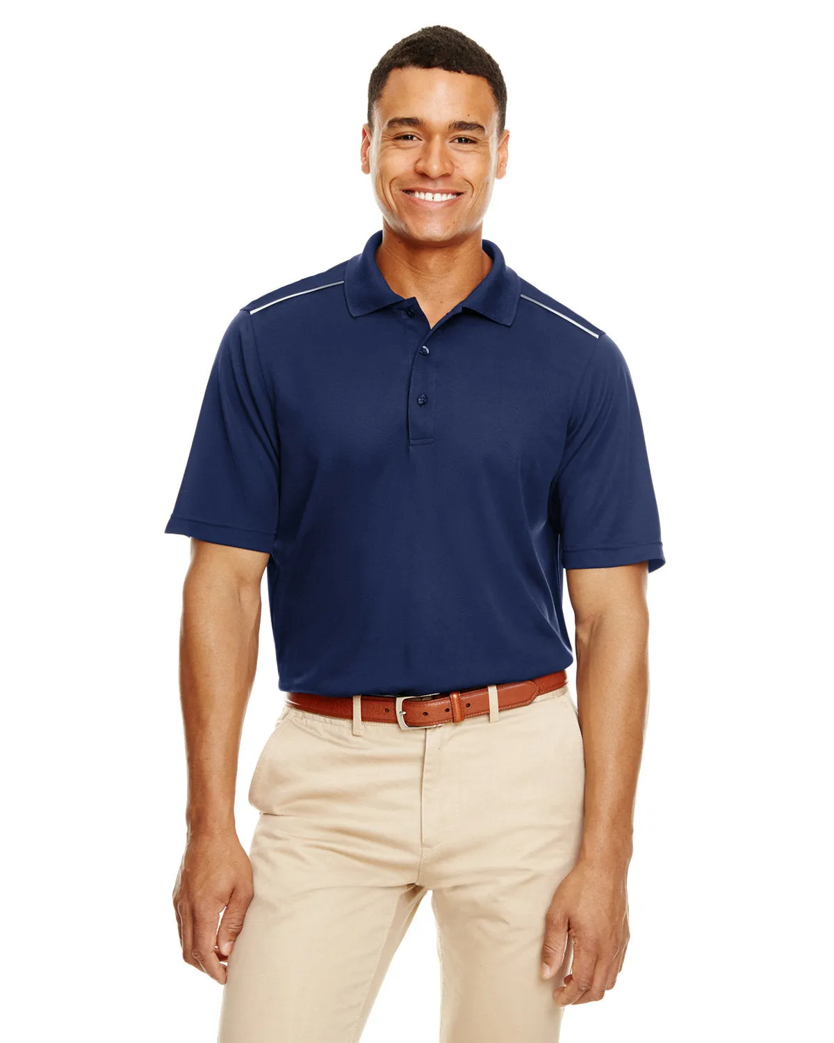 Core 365 88181R Polo Piqué à Performance Radiante pour Hommes avec Passepoil Réfléchissant